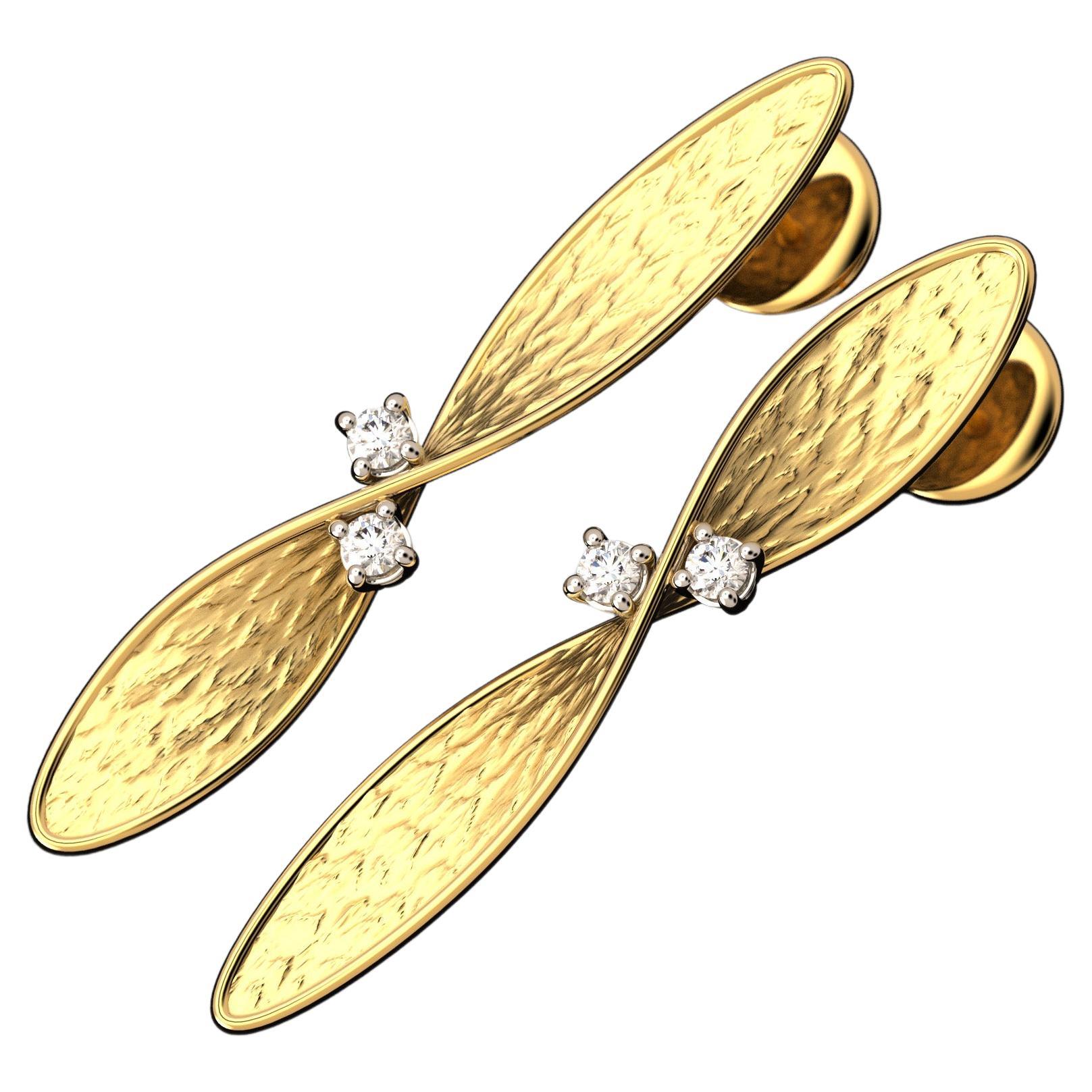 Oltremare Gioielli, Italian Jewelry, 14k Gold Diamond Earrings Made in Italy For Sale