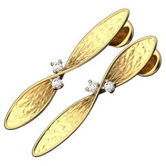 Oltremare Gioielli, Italienischer Schmuck, 14k Gold Diamant-Ohrringe, hergestellt in Italien