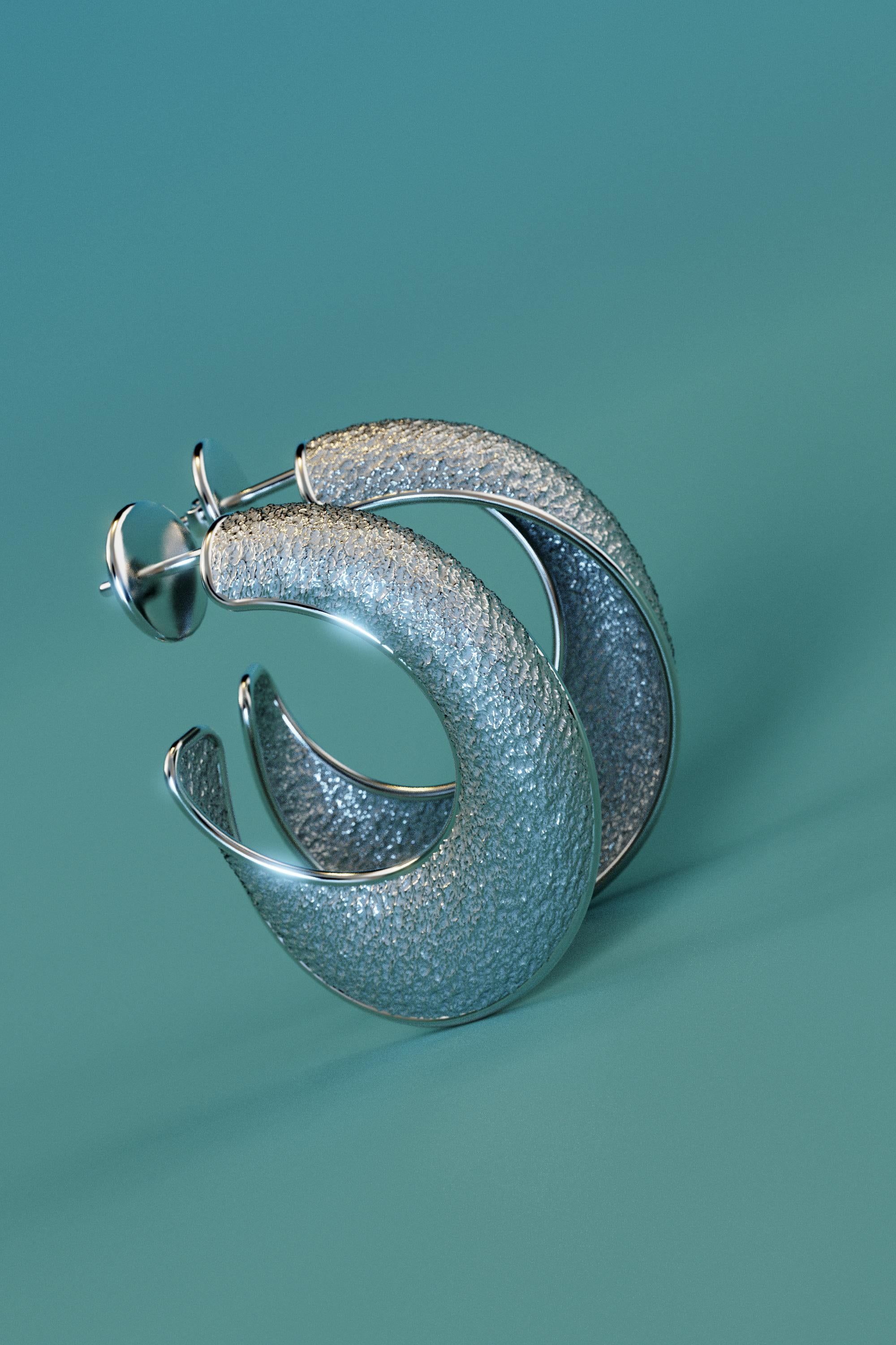 Grandes boucles d'oreilles Oltremare Gioielli en or 18 carats fabriquées en Italie en vente 3
