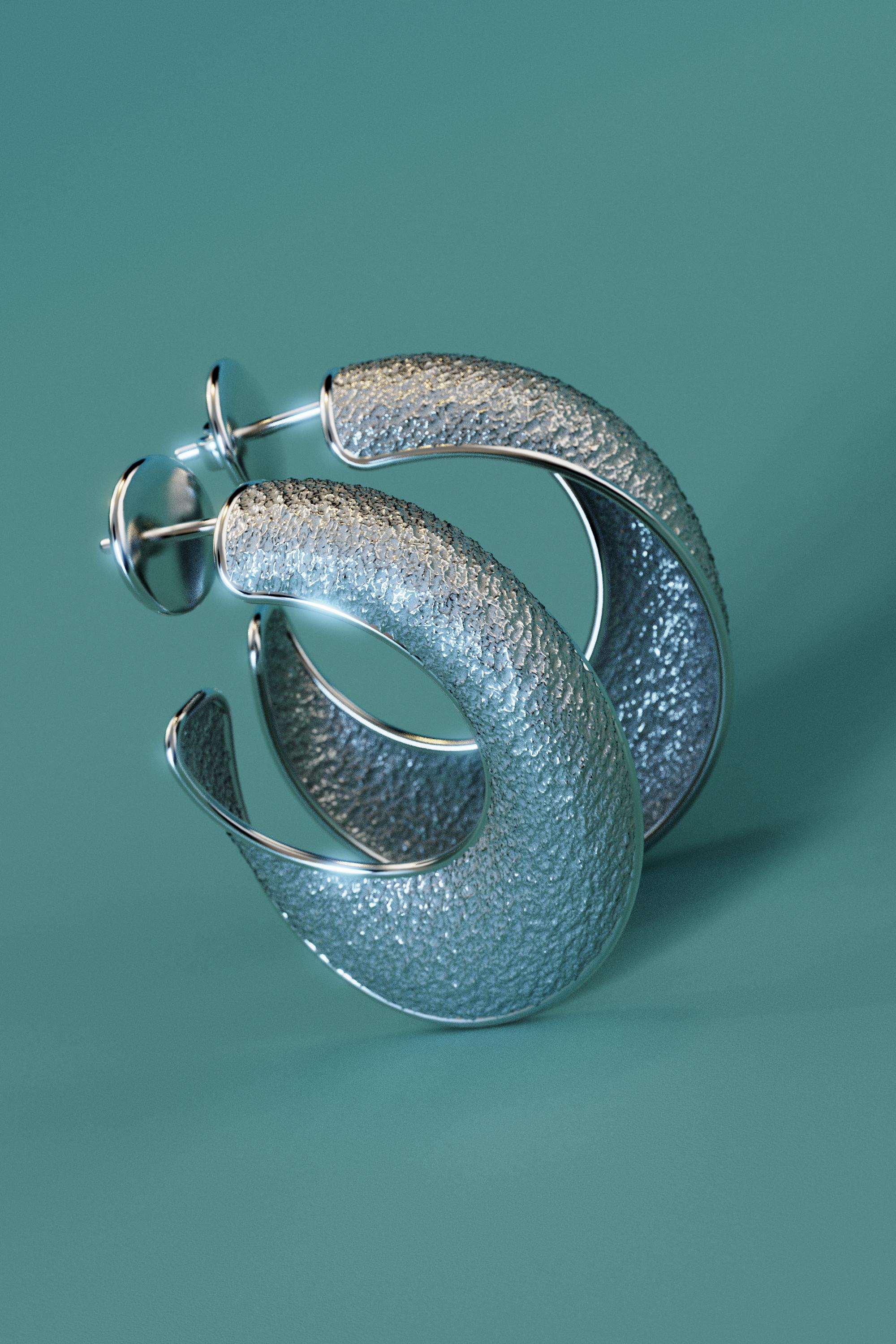 Grandes boucles d'oreilles Oltremare Gioielli en or 18 carats fabriquées en Italie en vente 4