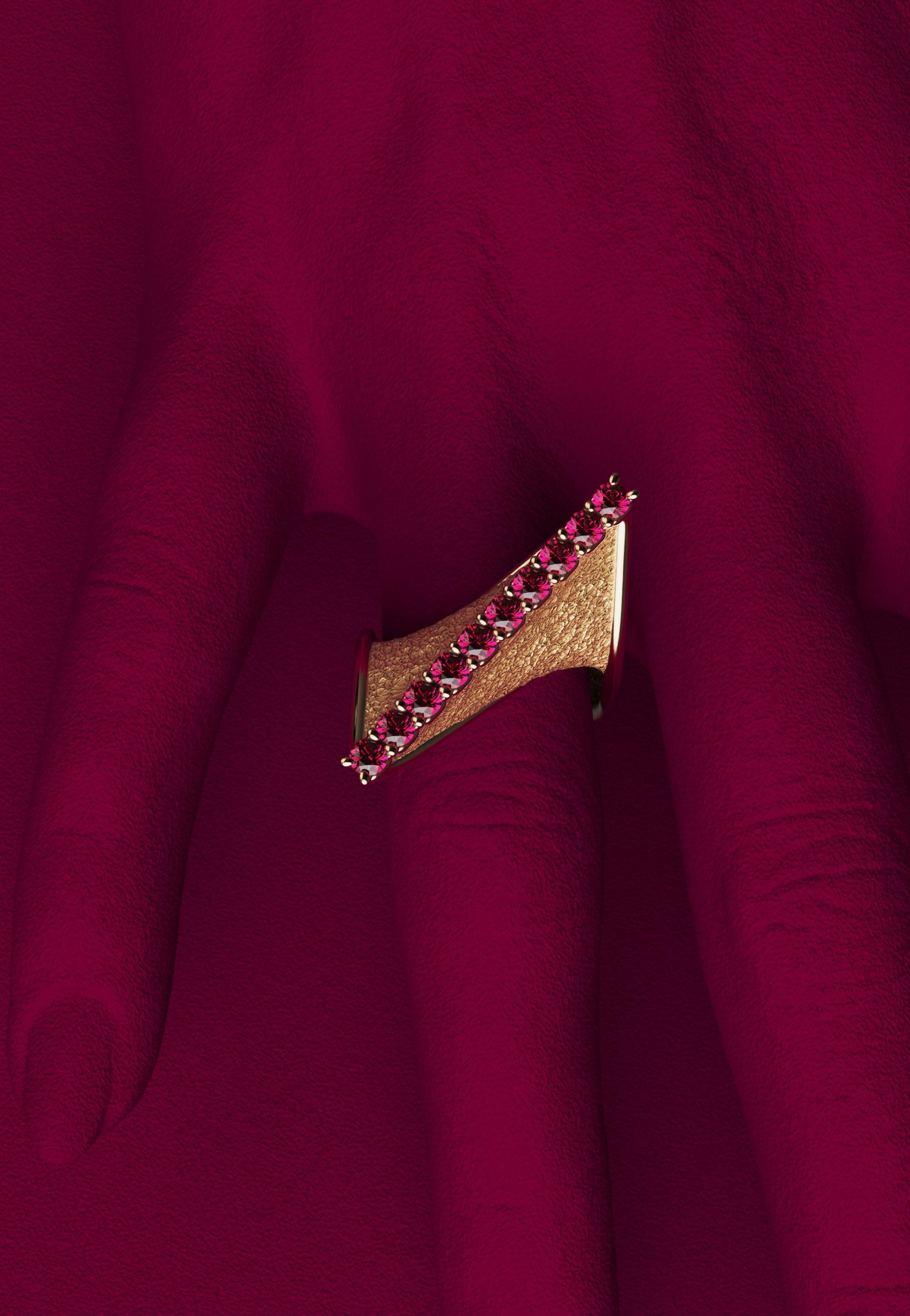 For Sale:  Oltremare Gioielli Modern Twisted Gold Ring with Natural Rubies  18k Gold Italy 2