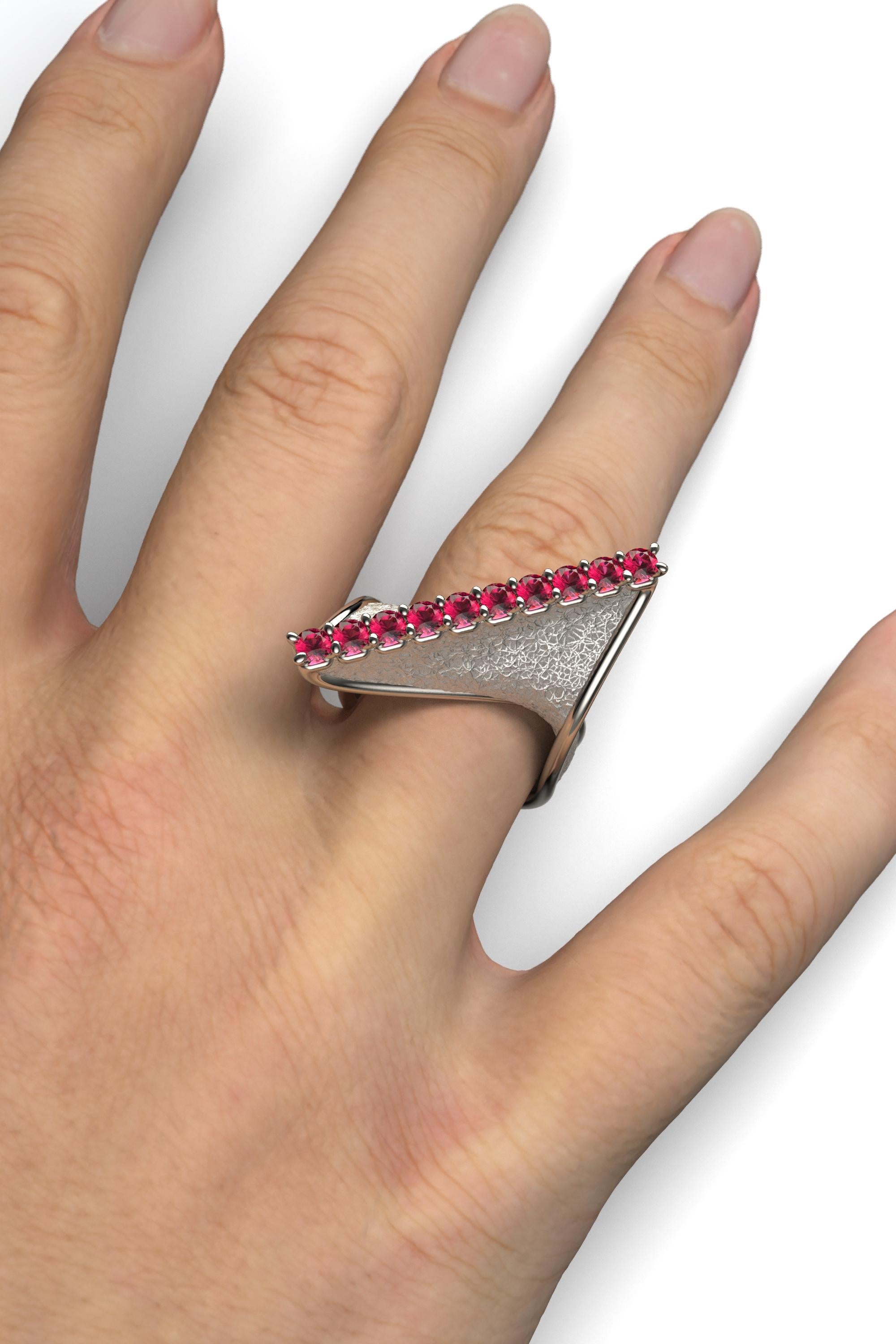 For Sale:  Oltremare Gioielli Modern Twisted Gold Ring with Natural Rubies  18k Gold Italy 3