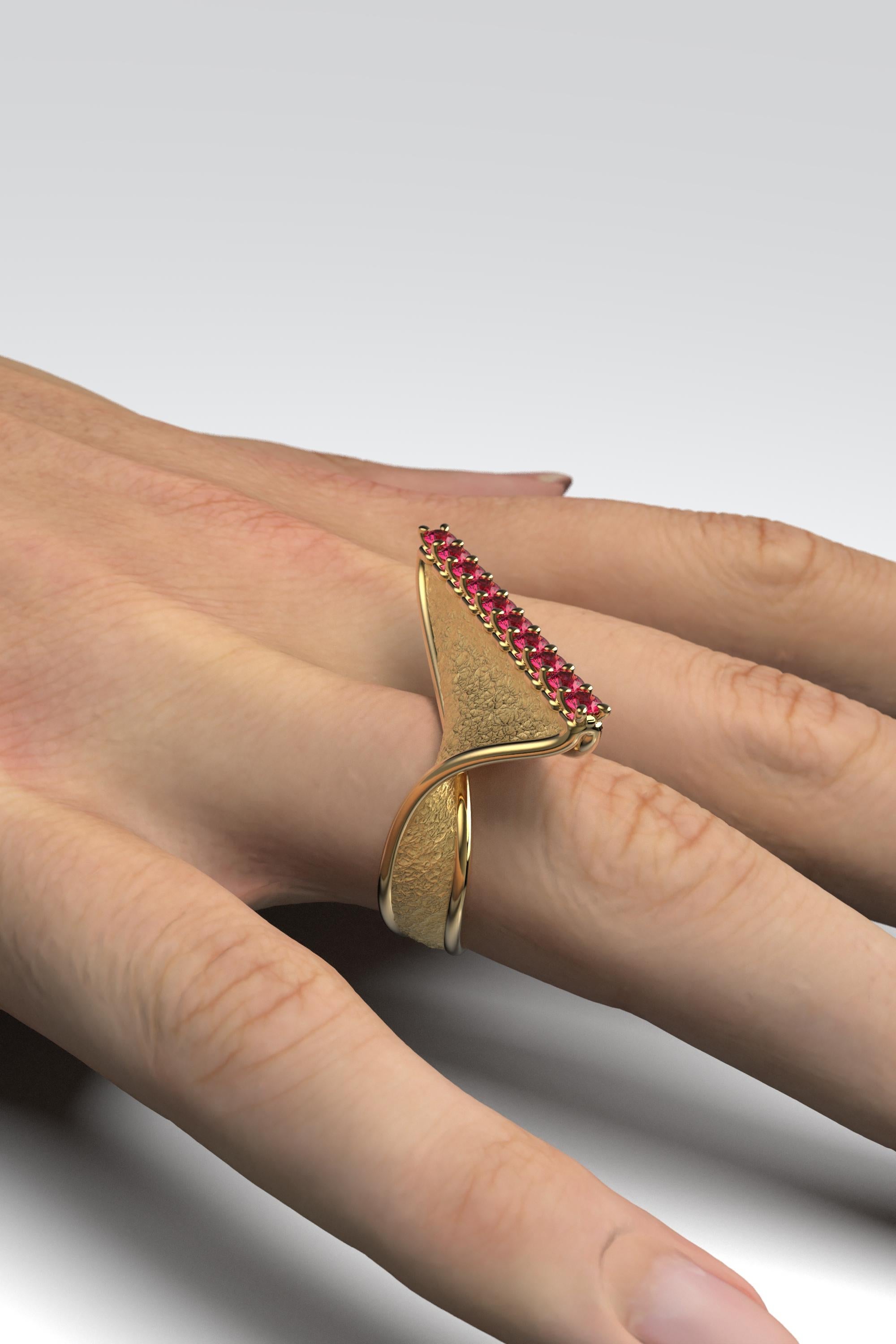 For Sale:  Oltremare Gioielli Modern Twisted Gold Ring with Natural Rubies  18k Gold Italy 4
