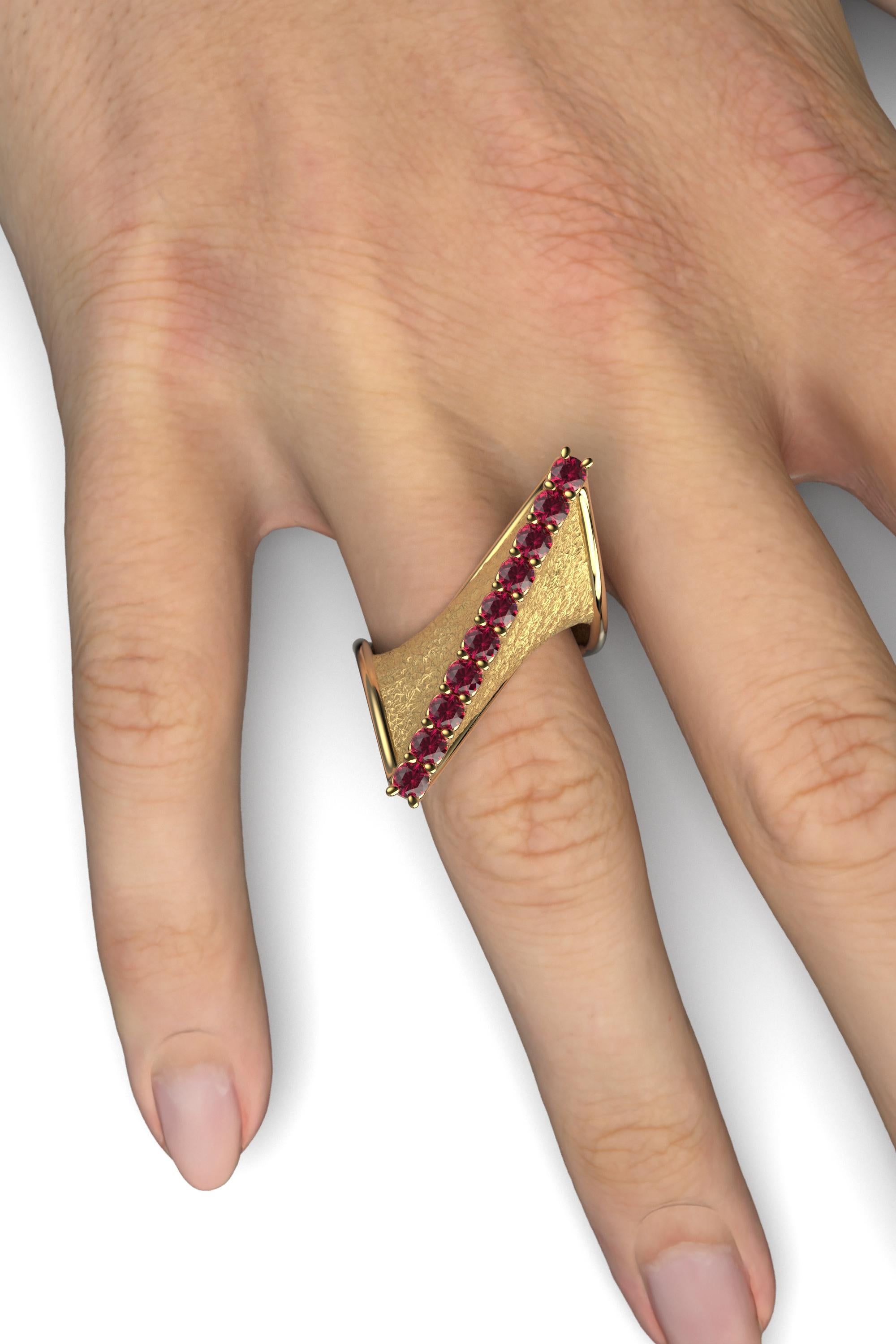 For Sale:  Oltremare Gioielli Modern Twisted Gold Ring with Natural Rubies  18k Gold Italy 5