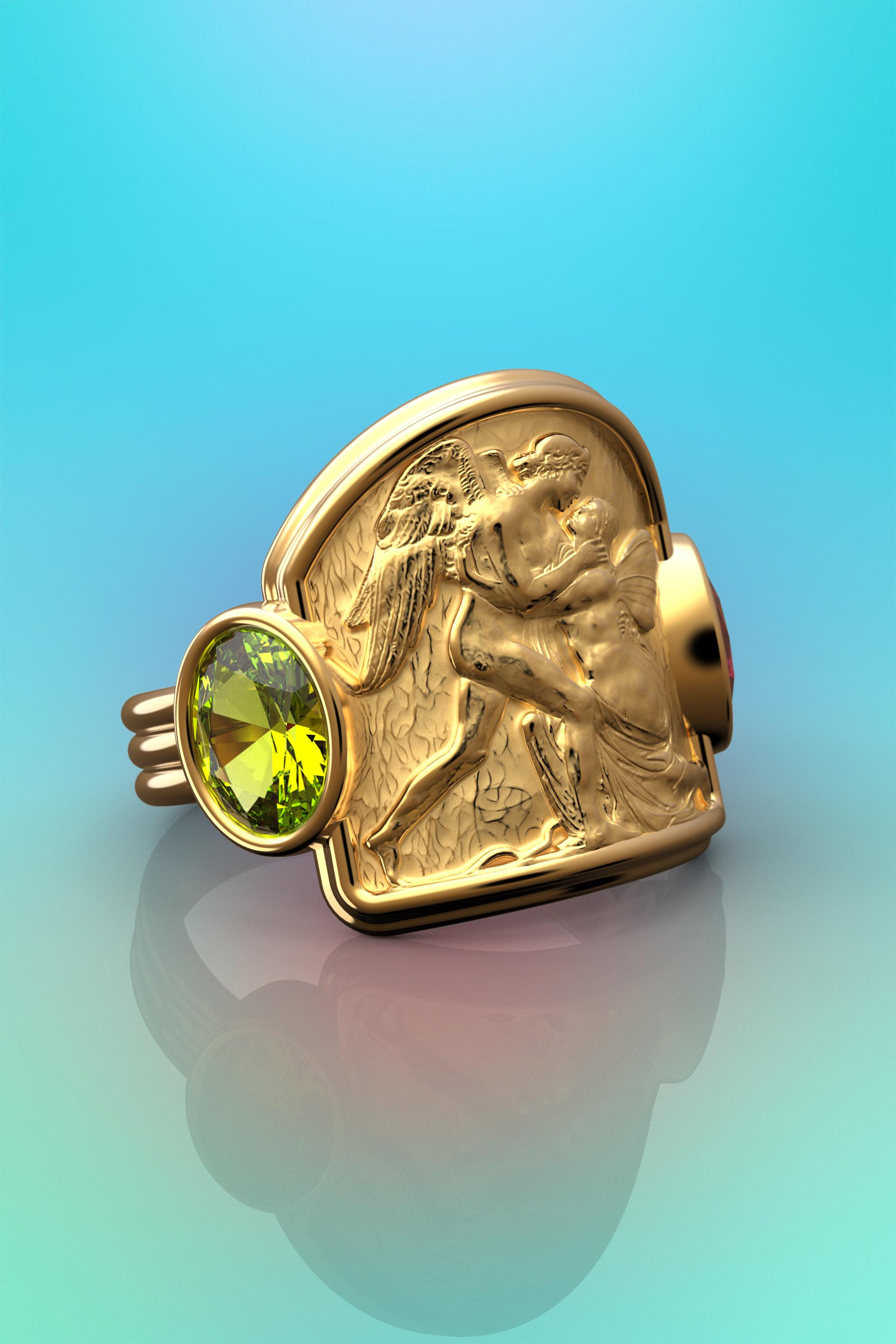 For Sale:  Oltremare Gioielli Sculptural Ring, Love and Psyche 18k Gold Ring, Italian Gold 10