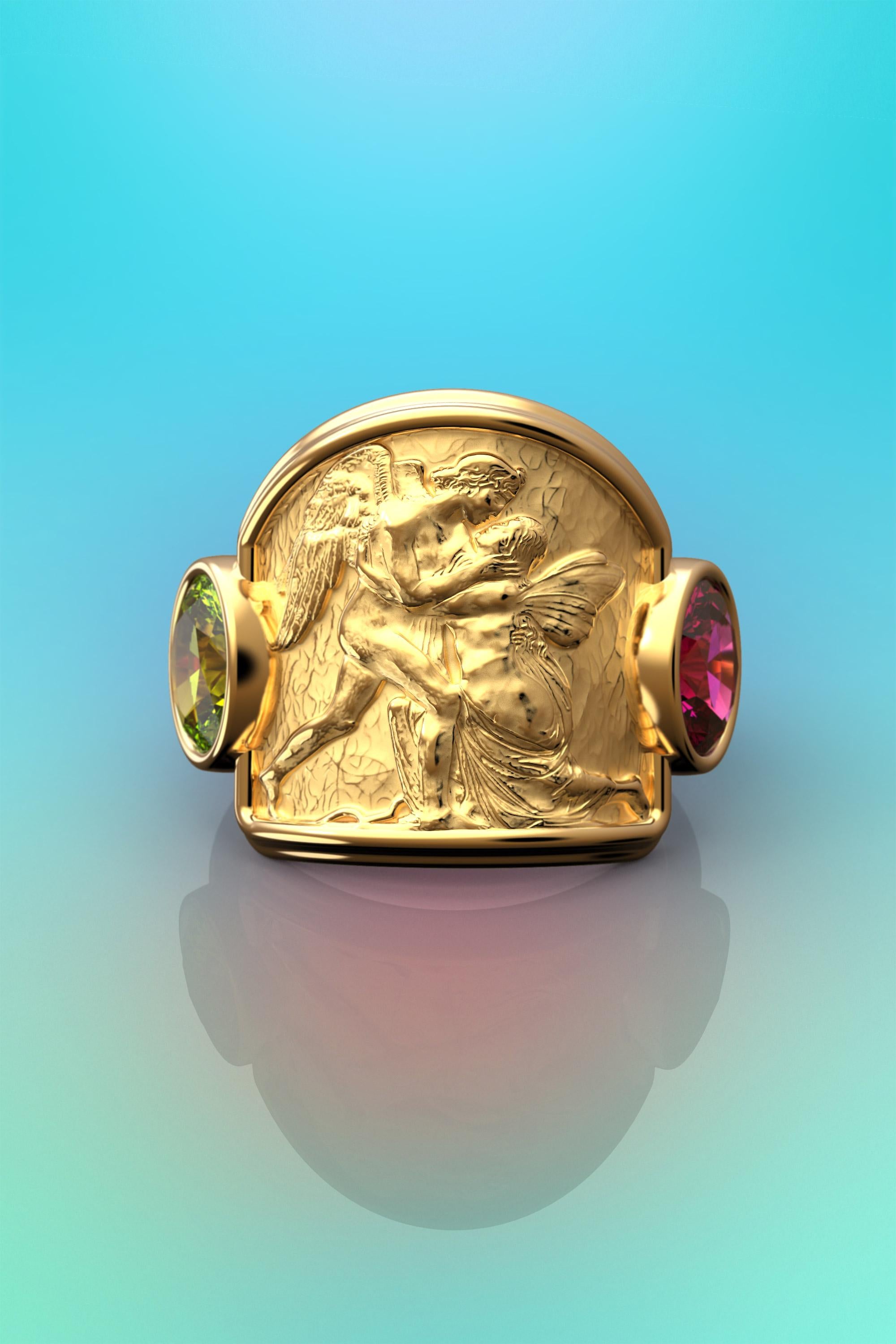 For Sale:  Oltremare Gioielli Sculptural Ring, Love and Psyche 18k Gold Ring, Italian Gold 11