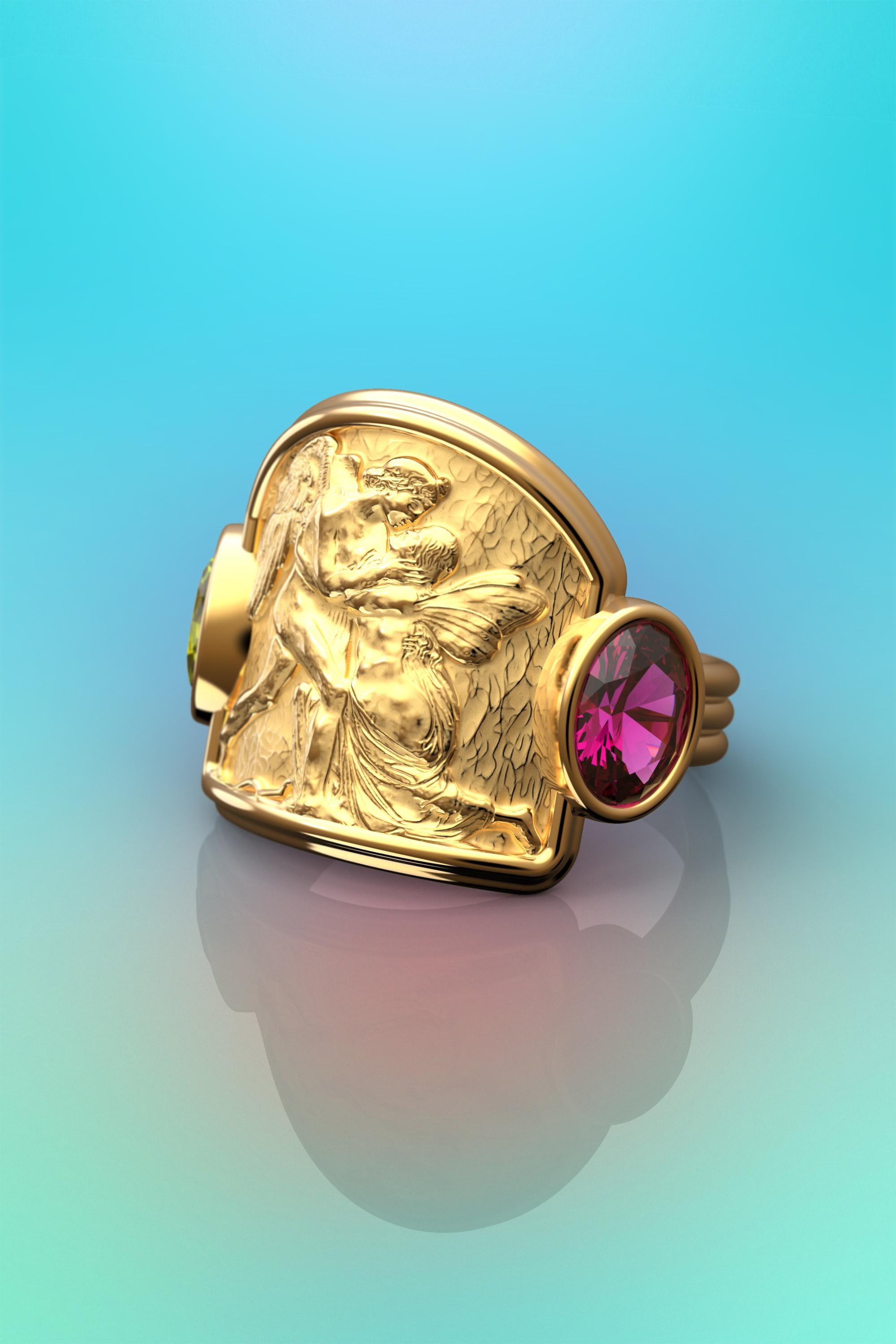 For Sale:  Oltremare Gioielli Sculptural Ring, Love and Psyche 18k Gold Ring, Italian Gold 2