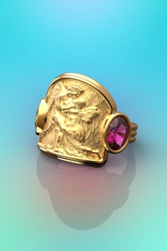 Oltremare Gioielli Sculptural Ring, Love and Psyche 18k Gold Ring, Italian Gold