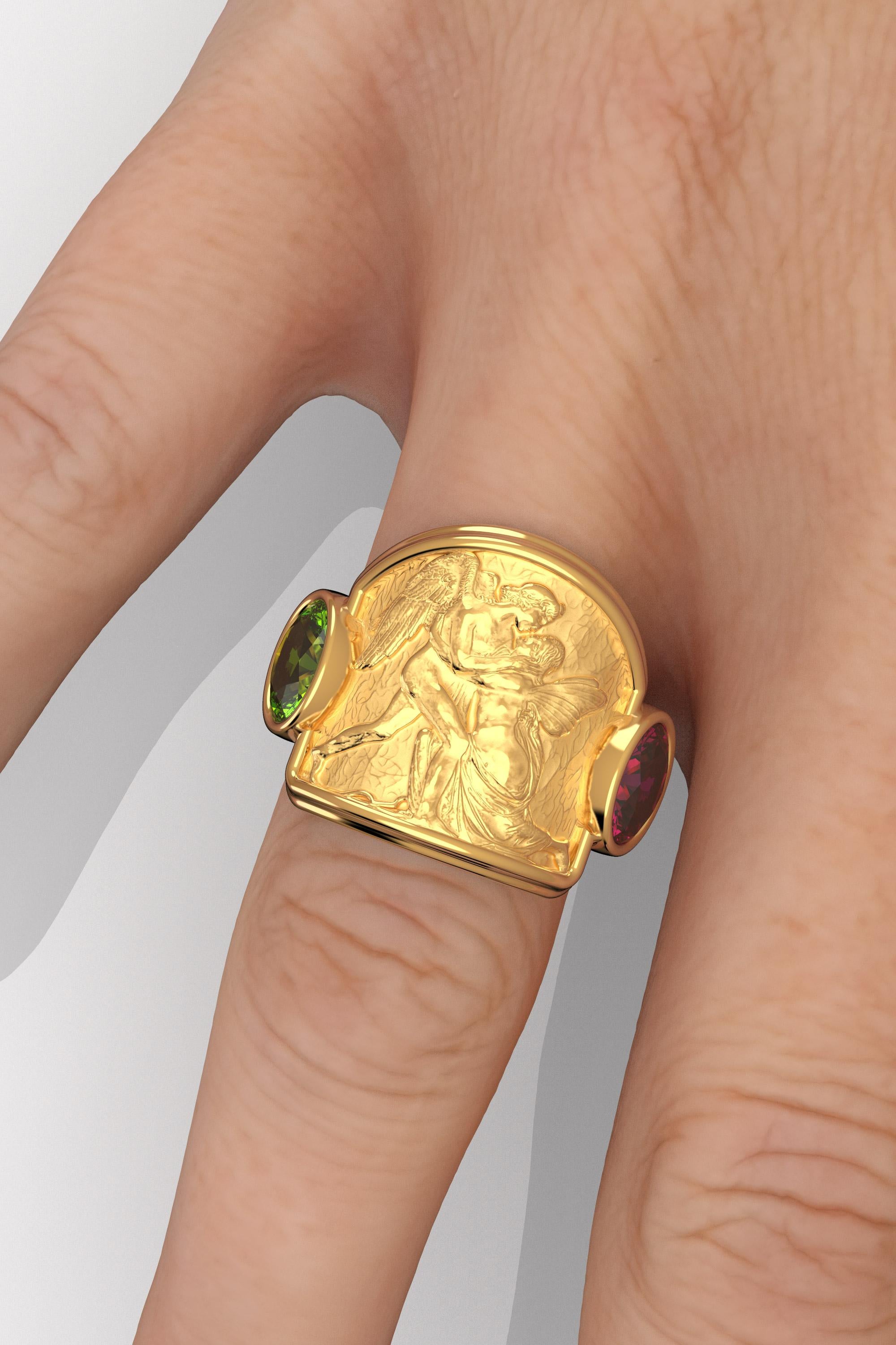 For Sale:  Oltremare Gioielli Sculptural Ring, Love and Psyche 18k Gold Ring, Italian Gold 4