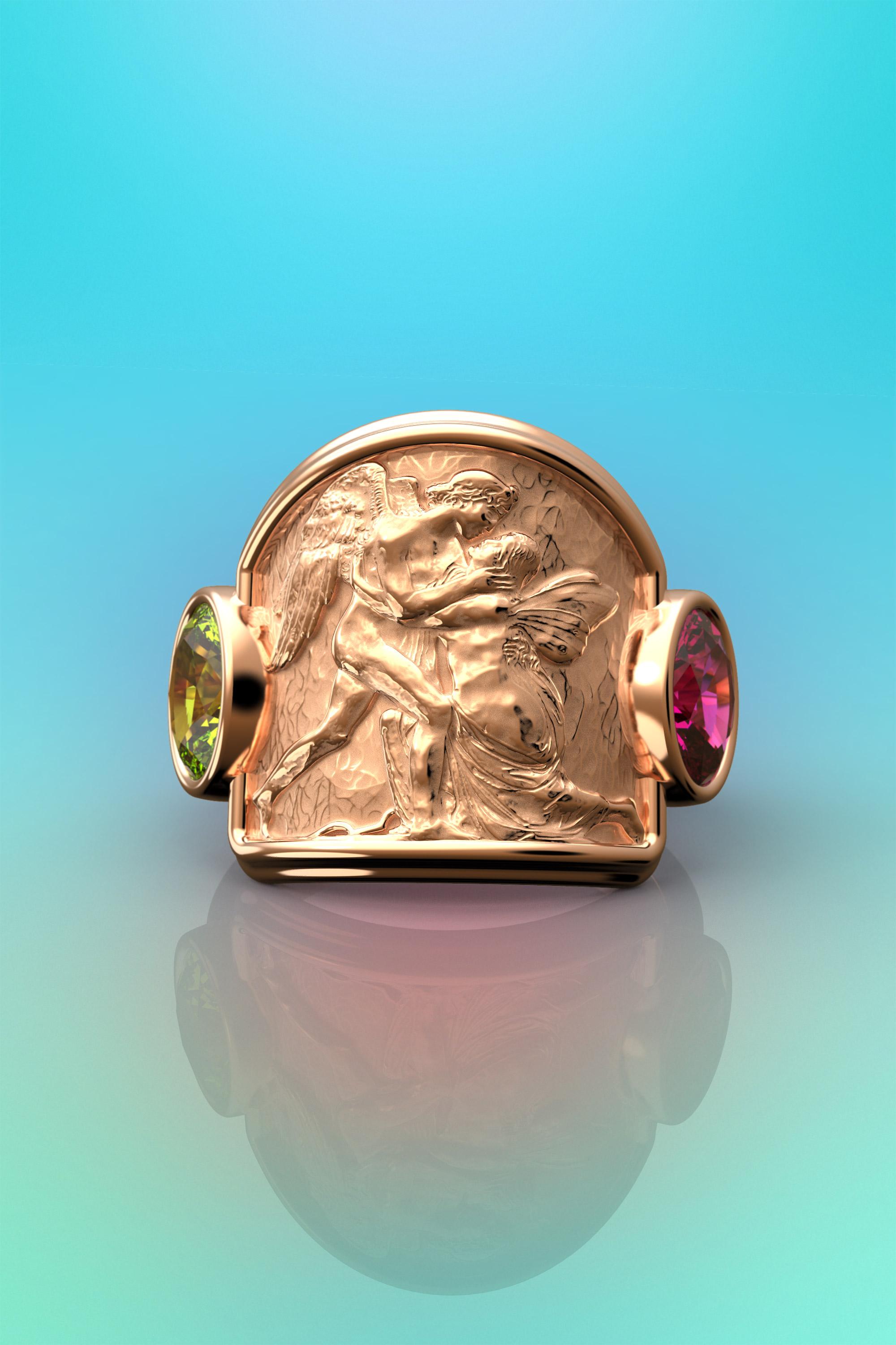 For Sale:  Oltremare Gioielli Sculptural Ring, Love and Psyche 18k Gold Ring, Italian Gold 9