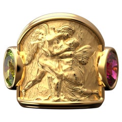 Oltremare Gioielli Sculptural Ring, Love and Psyche 18k Gold Ring, Italian Gold