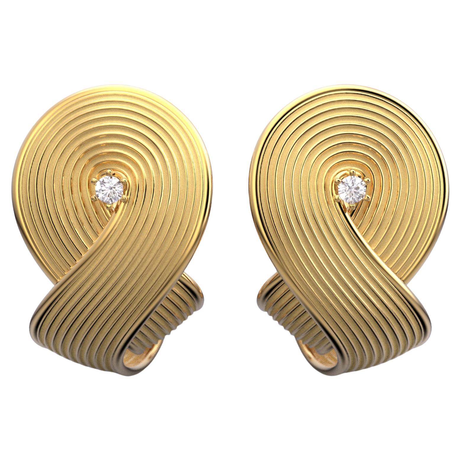 Oltremare Gioielli Statement Earrings in 18k Gold and Diamonds, made in Italy. For Sale