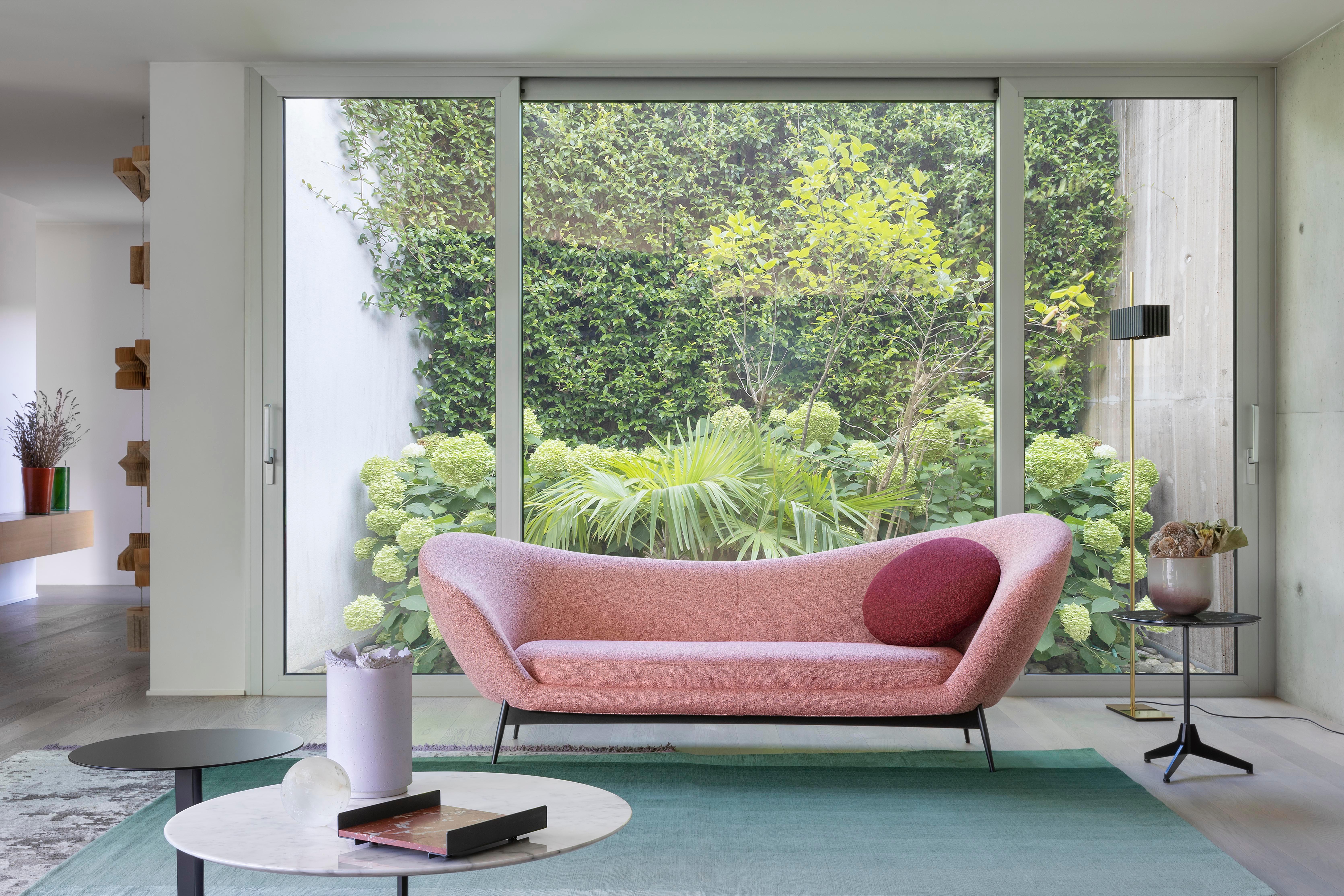 Modern Oltremare Sofa in Avant Après Grey Upholstery & Matt Black Legs, Antonio Marras For Sale