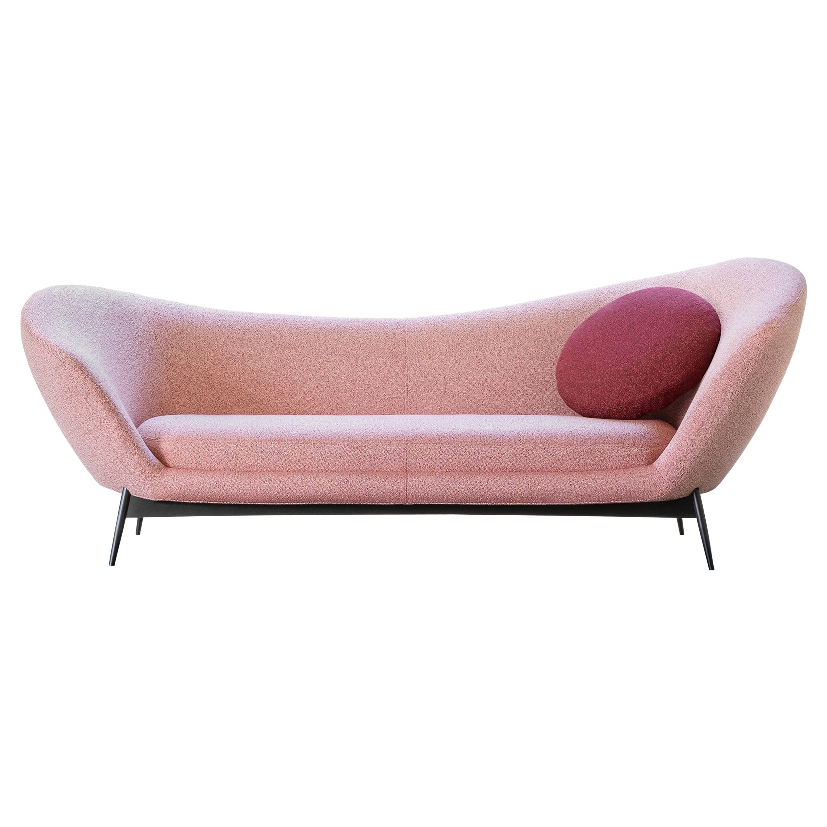 Oltremare Sofa in Red Upholstery and Matt Black Legs by Antonio Marras