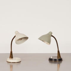 Oluce, 1950s Pair of Flexible Coloured Table Lamps