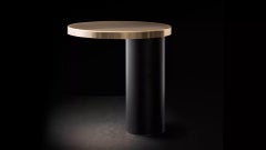 Lámpara de mesa Oluce Cylinda 218 de Angeletti Ruzza - Negro mate/Satinado - 220–240 V