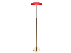 Oluce Dora Floor Lamp by Angeletti & Ruzza 220–240V - Satin gold/Red glass