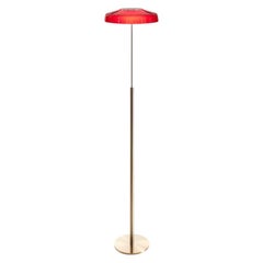 Oluce Dora Floor Lamp by Angeletti & Ruzza 220–240V - Satin gold/Red glass