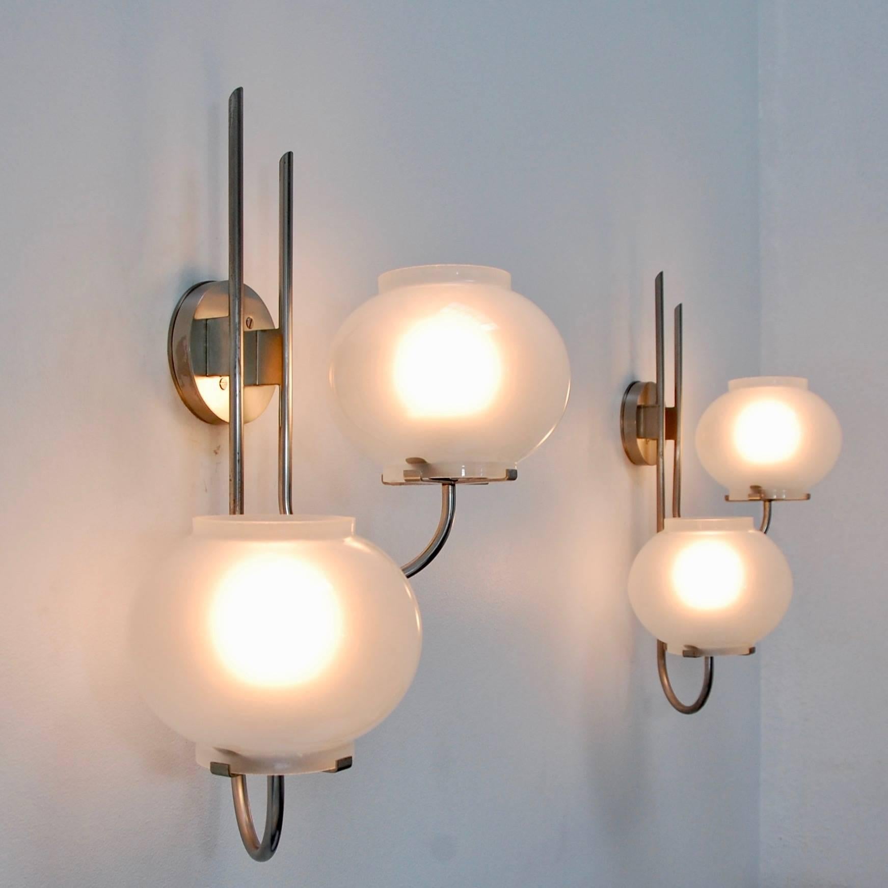 Plated Oluce Sconces by Tito Agnoli For Sale