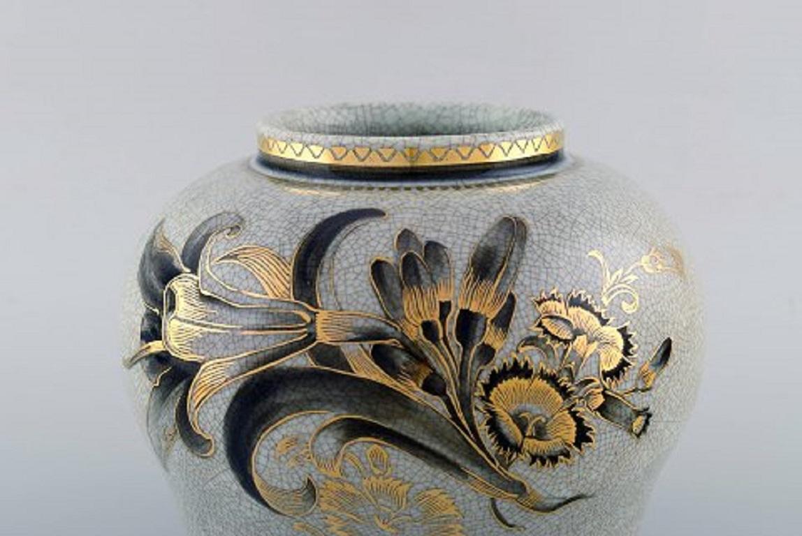 Art Deco Oluf Jensen for Royal Copenhagen, Unique Vase in Crackled Porcelain, 1929