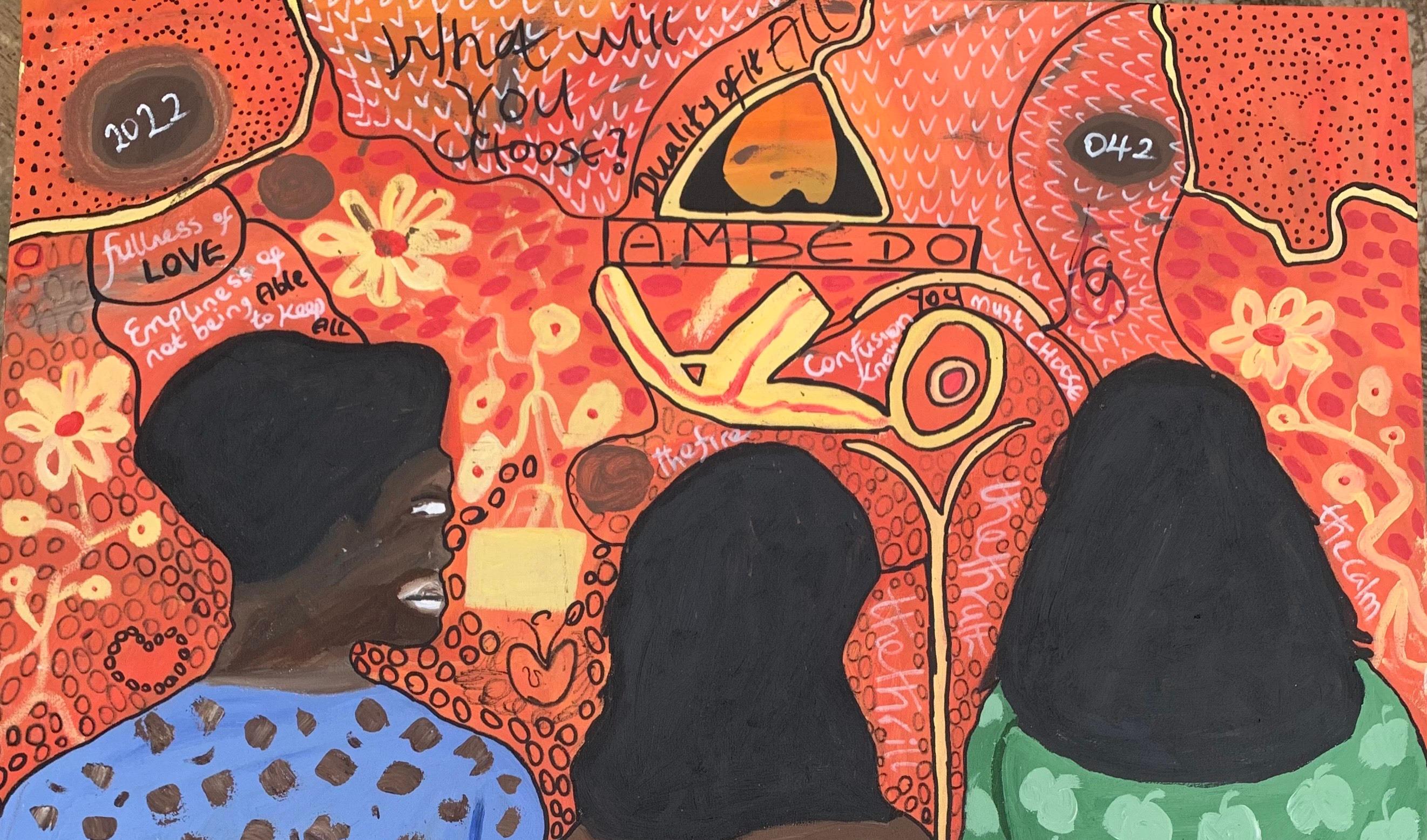 Ambedo - 21st Century, Contemporary, Abstract Expression, Pop Culture, Love - Painting by Olumide Ajayi