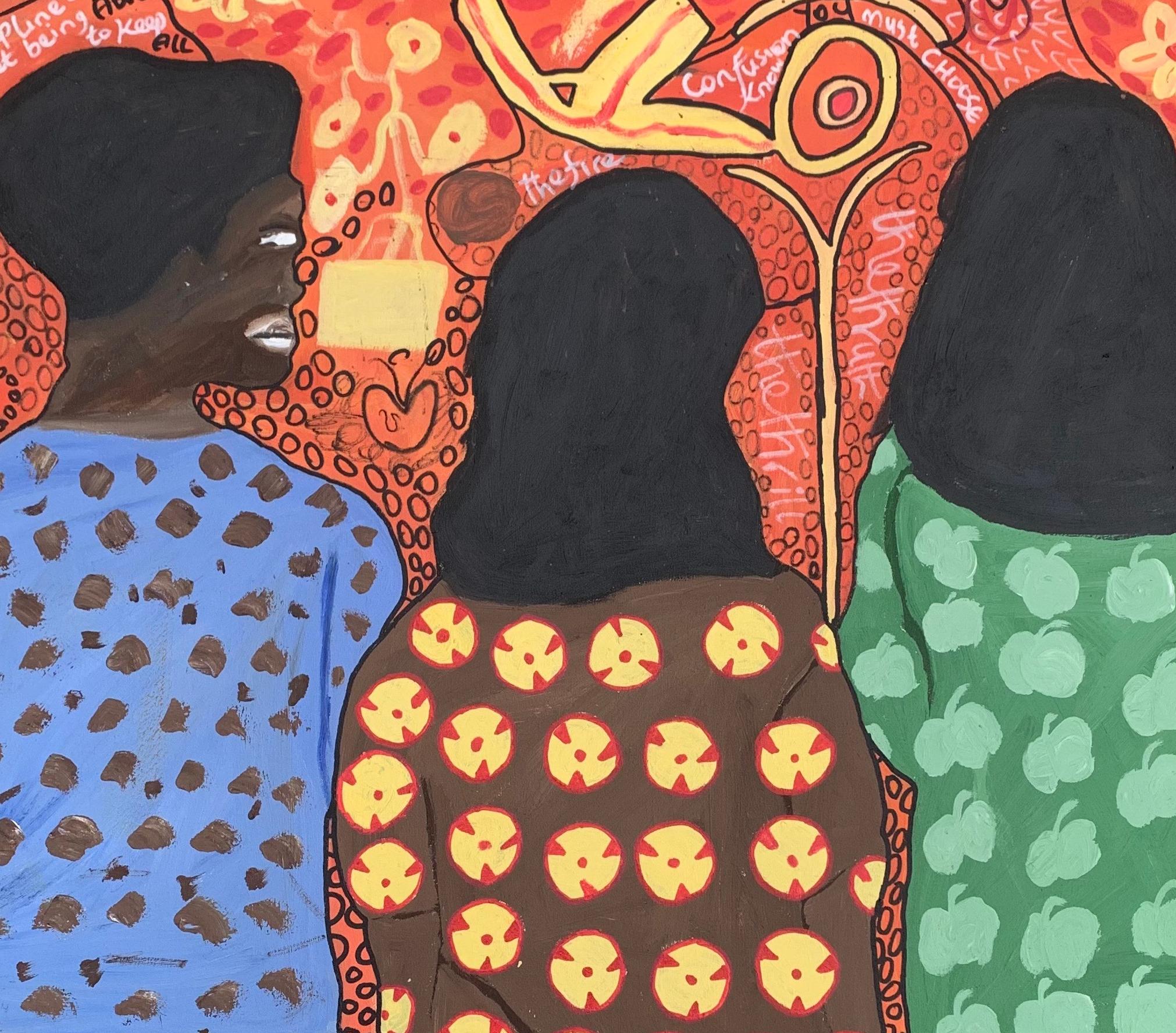 Ambedo - 21st Century, Contemporary, Abstract Expression, Pop Culture, Love - Brown Figurative Painting by Olumide Ajayi