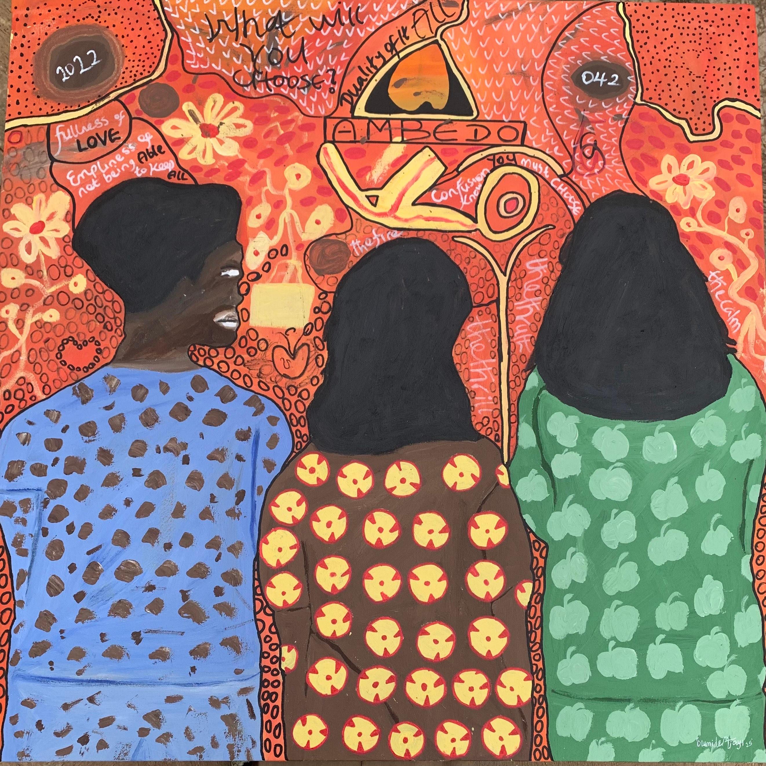 Olumide Ajayi Figurative Painting - Ambedo - 21st Century, Contemporary, Abstract Expression, Pop Culture, Love