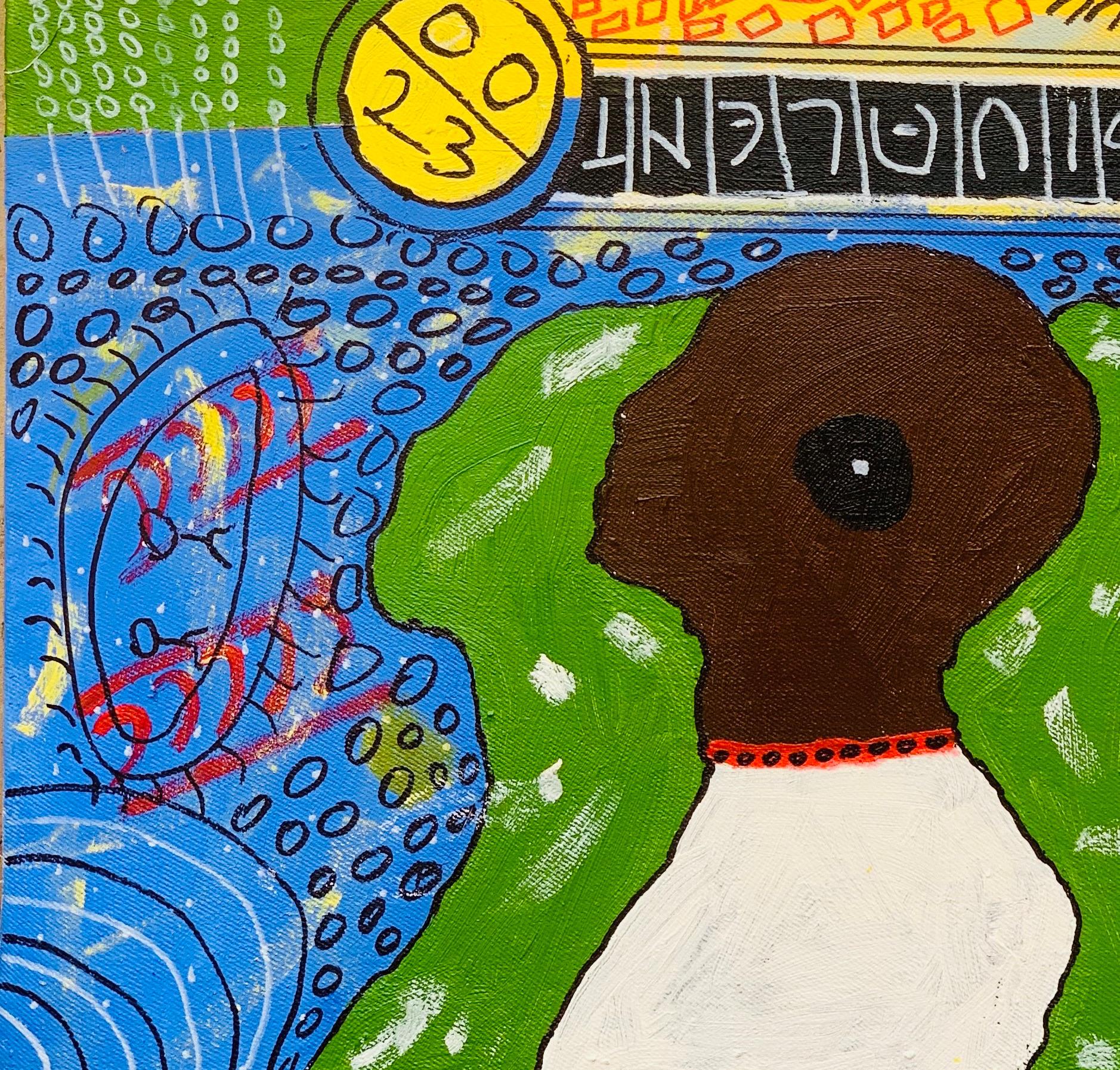 Ambivalente - Siglo XXI, Contemporáneo, Abstracto, Cultura Pop, Emociones, Colores - Figurative Painting Gris de Olumide Ajayi