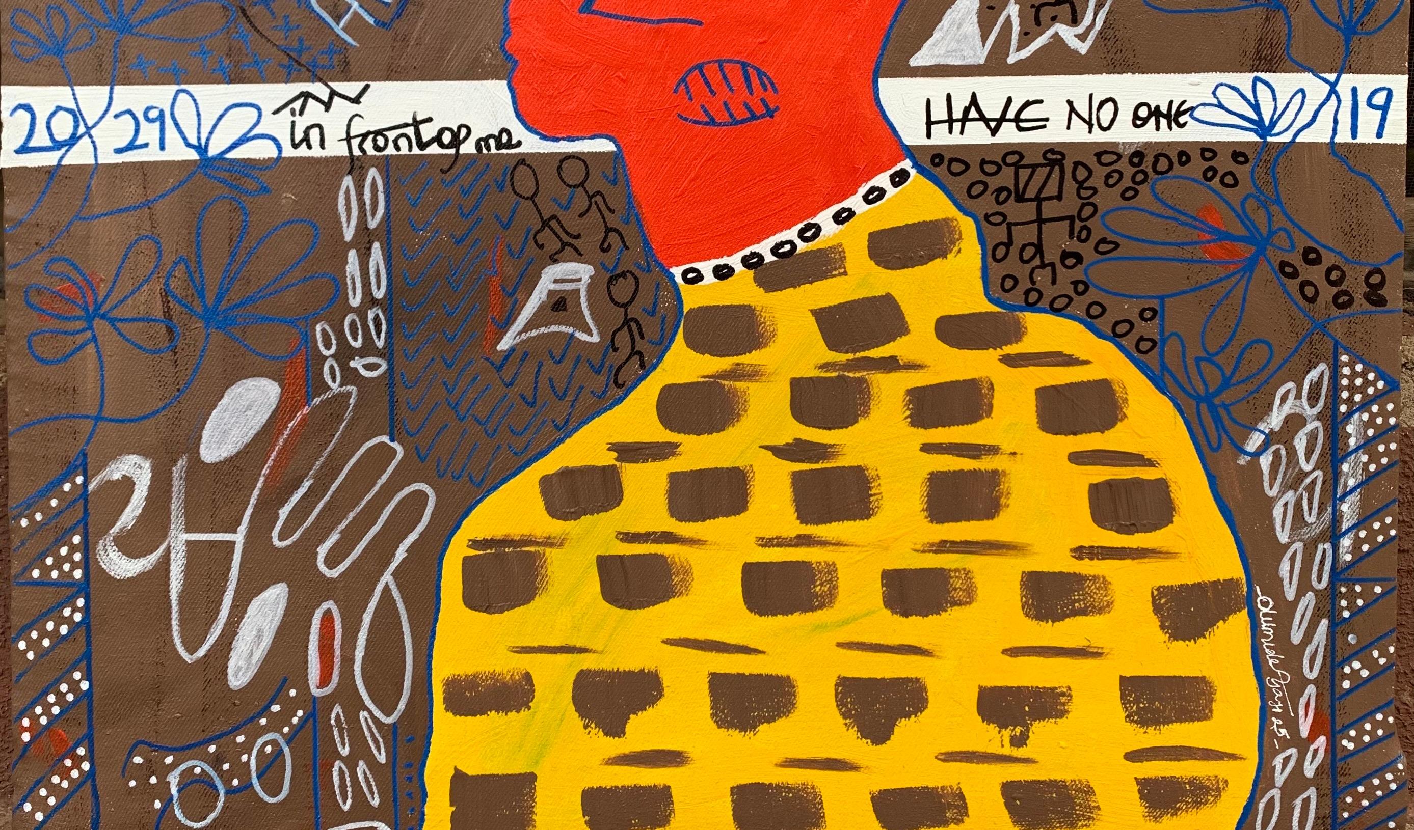 Anhedonia - 21ème siècle, Contemporain, Abstrait, Culture Populaire, Amour, Solitude - Expressionnisme abstrait Painting par Olumide Ajayi