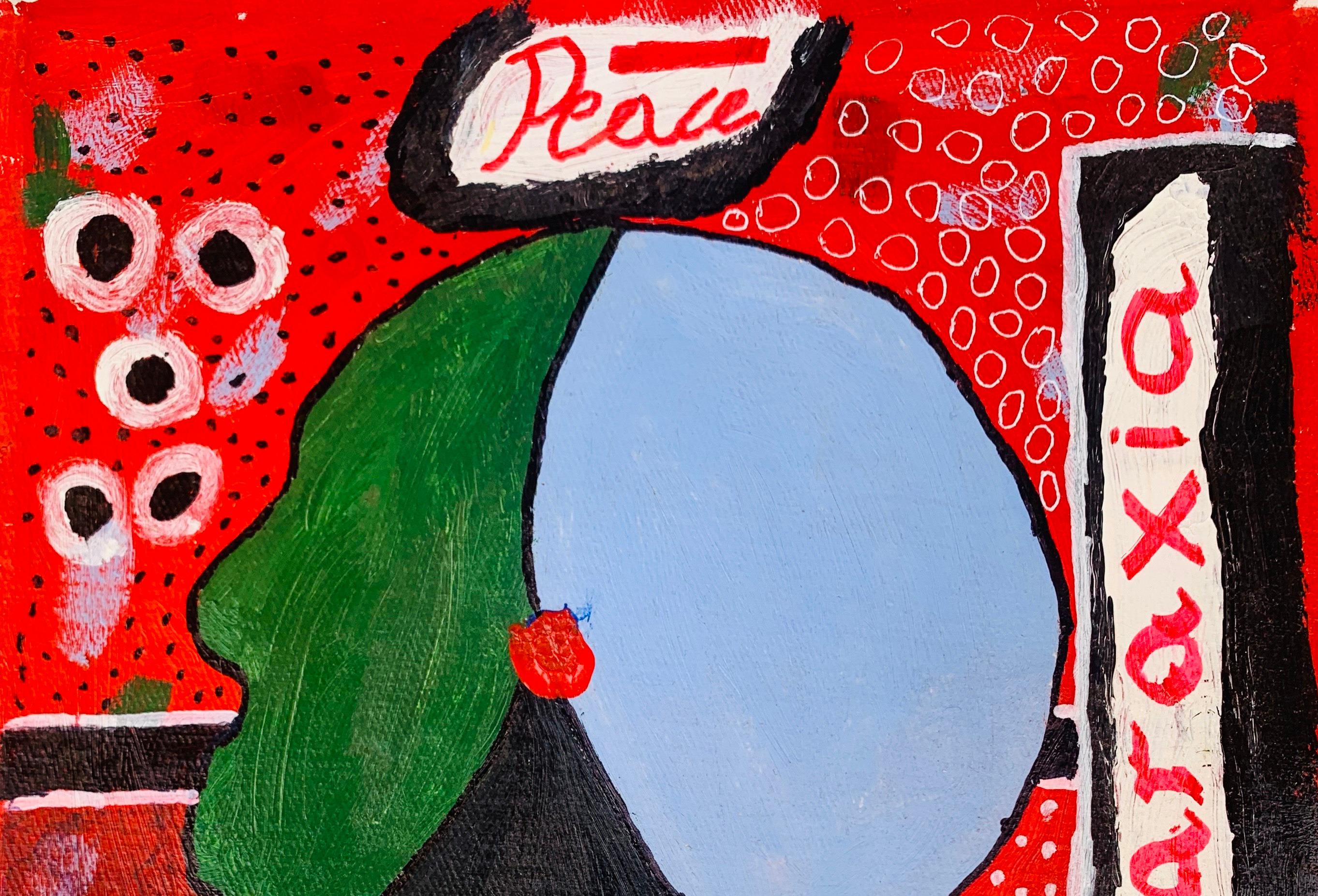 Ataraxia -21. Jahrhundert, Contemporary, Abstrakt, Popkultur, Angst, Miniature – Painting von Olumide Ajayi