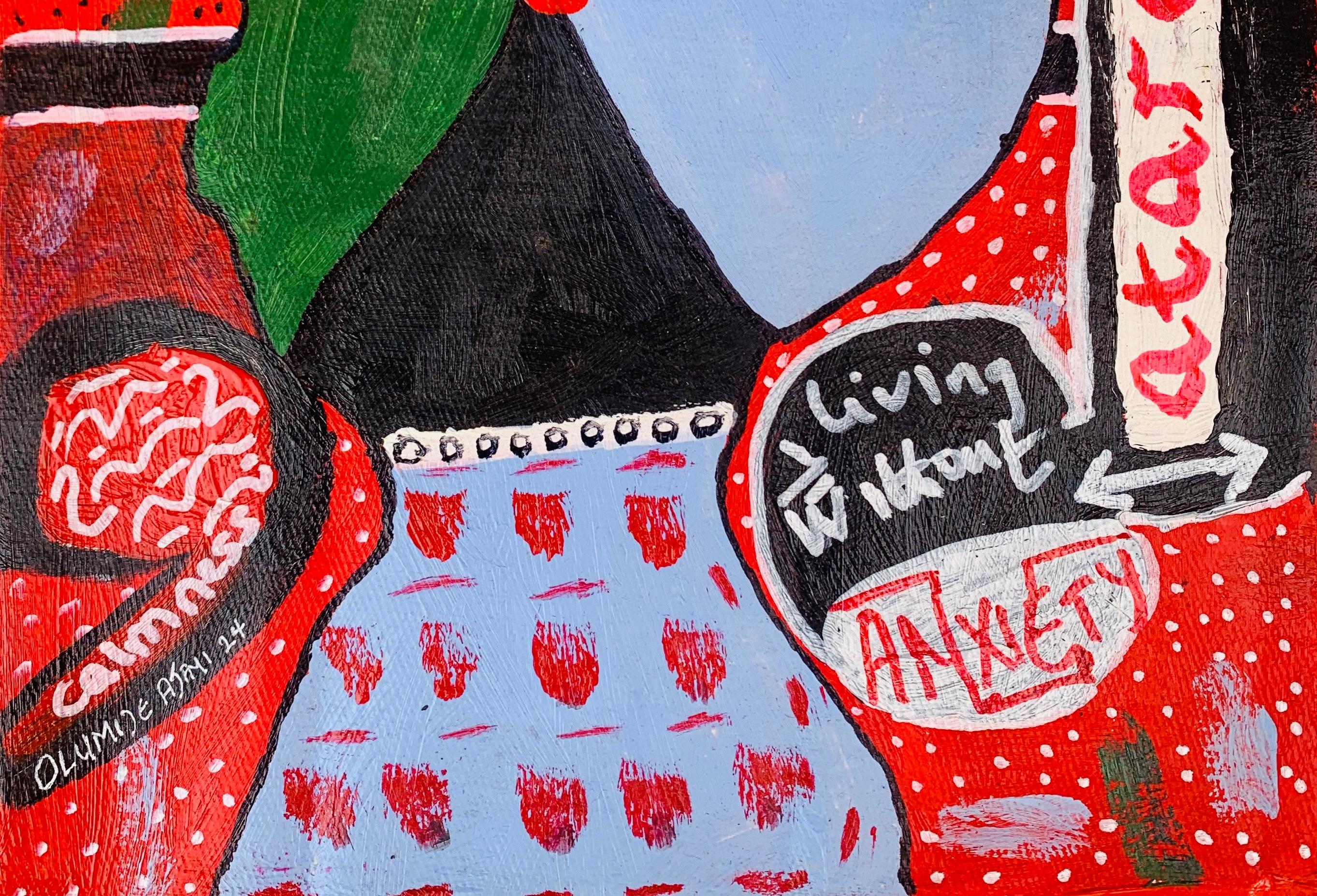 Ataraxia -21. Jahrhundert, Contemporary, Abstrakt, Popkultur, Angst, Miniature (Abstrakter Expressionismus), Painting, von Olumide Ajayi