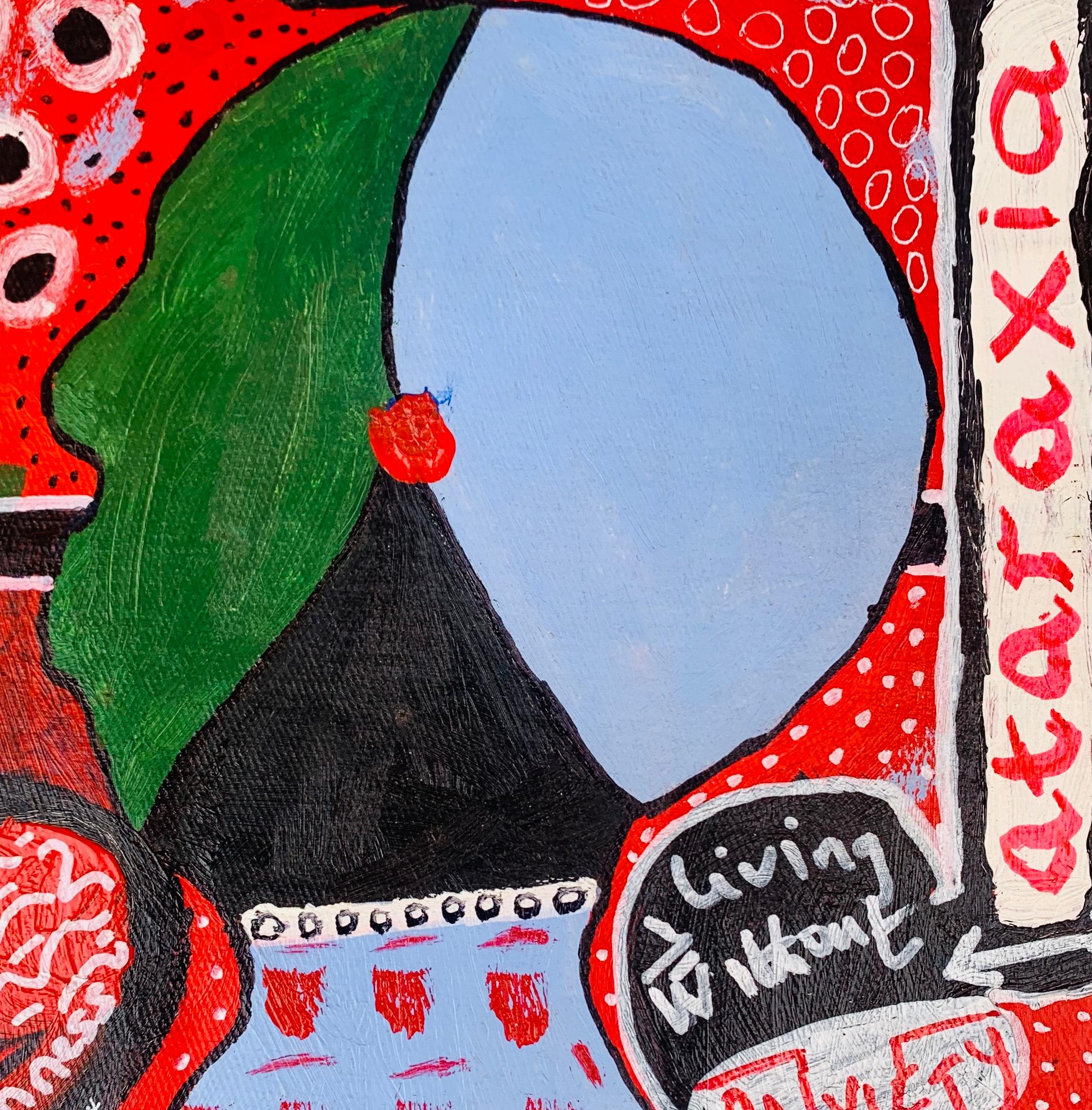 Ataraxia -21. Jahrhundert, Contemporary, Abstrakt, Popkultur, Angst, Miniature (Grau), Abstract Painting, von Olumide Ajayi