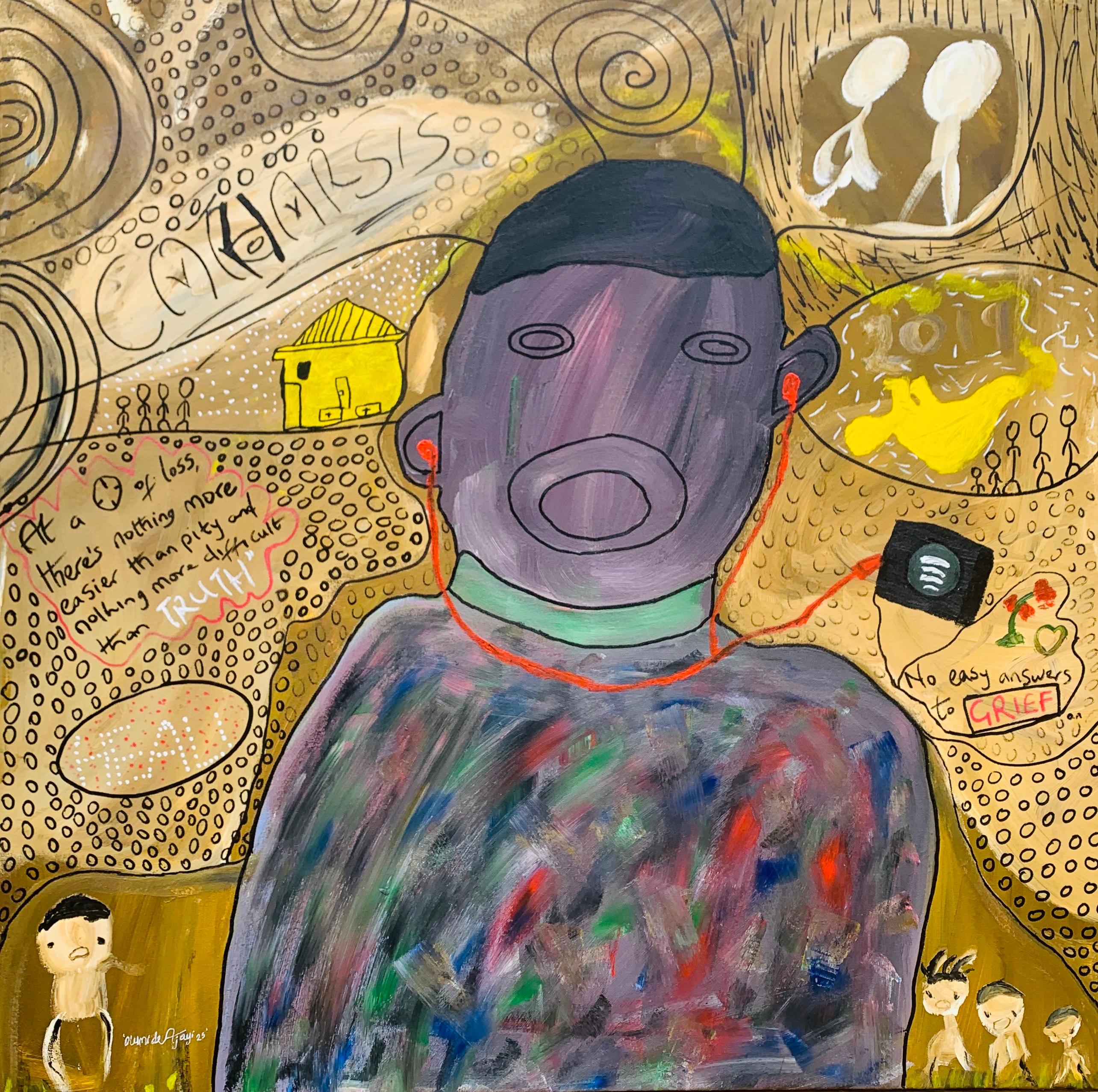 Catharsis - 21e siècle, Contemporain, Expression abstraite, Pop, Heal s, Musique - Painting de Olumide Ajayi