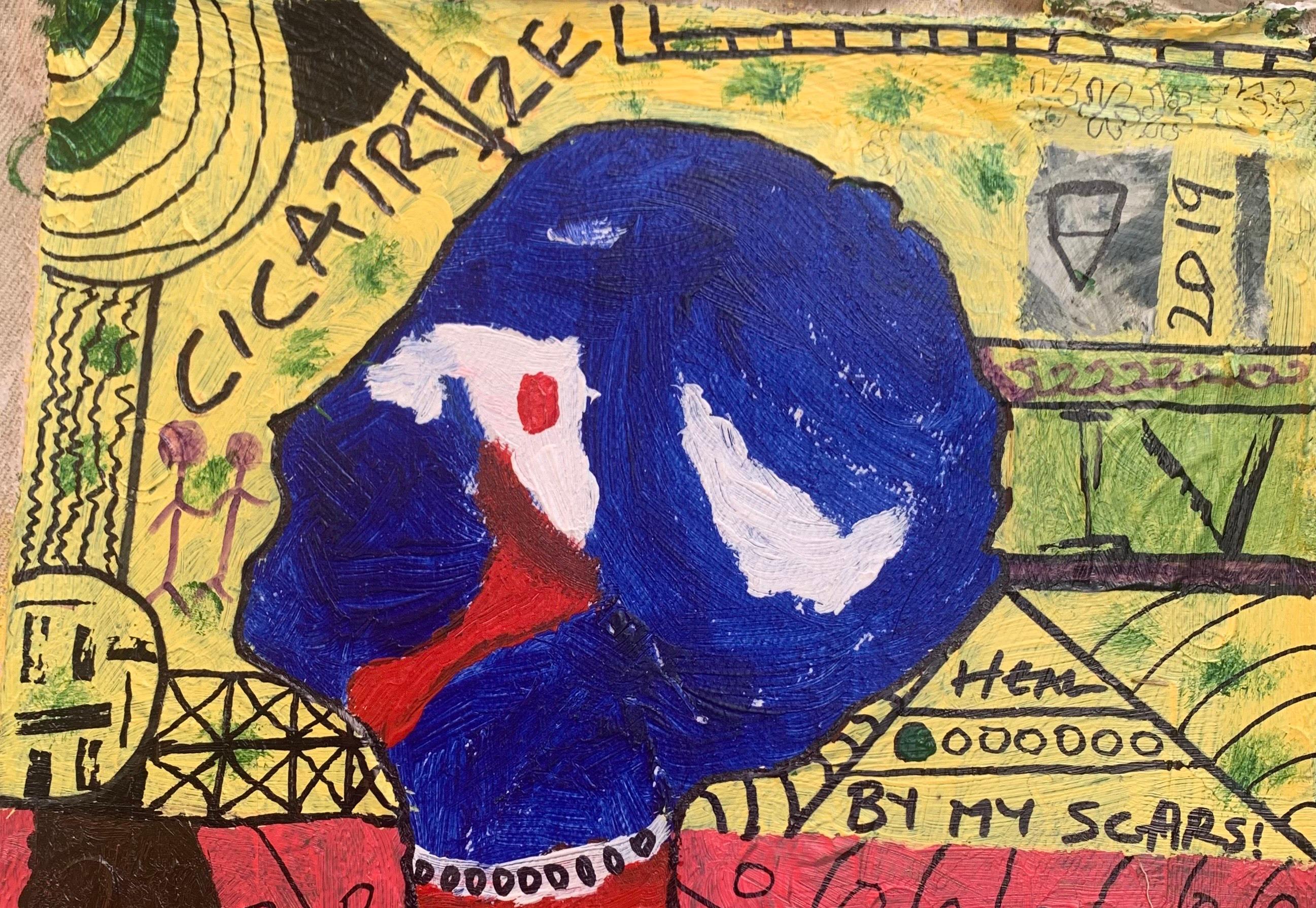 Cicatrize (Quiénes somos 3) -Siglo XXI, Contemporáneo, Abstracto, Miniarte Emociones - Painting de Olumide Ajayi