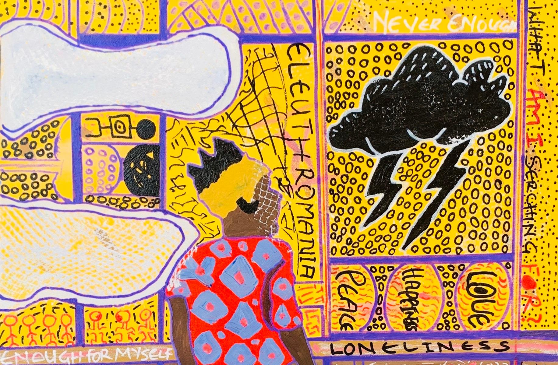 Eleutheromamia - 21st Century, Contemporary, Abstract Expression, Pop Culture - Painting by Olumide Ajayi