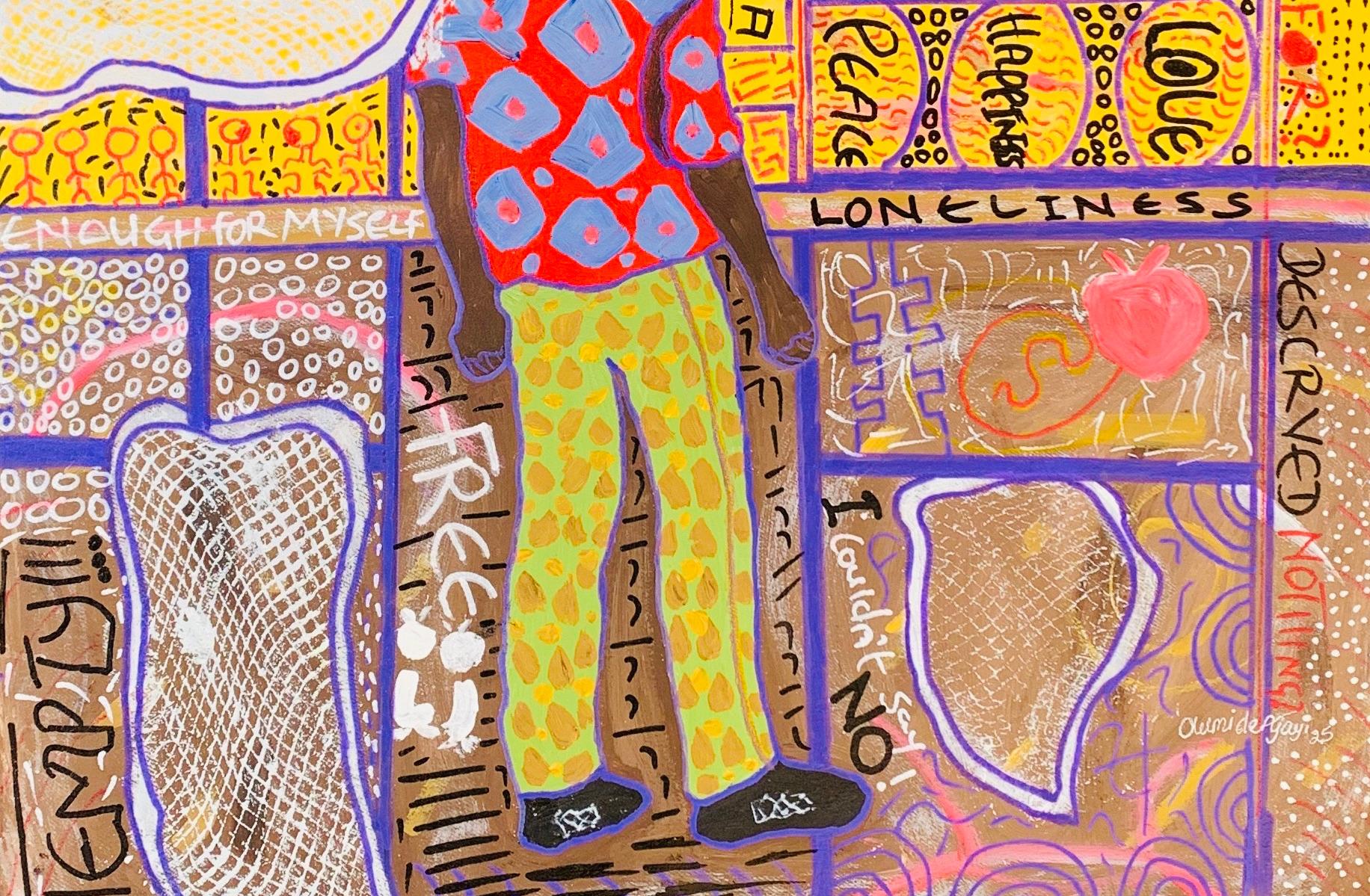 Eleutheromamia - 21st Century, Contemporary, Abstract Expression, Pop Culture - Abstract Expressionist Painting by Olumide Ajayi