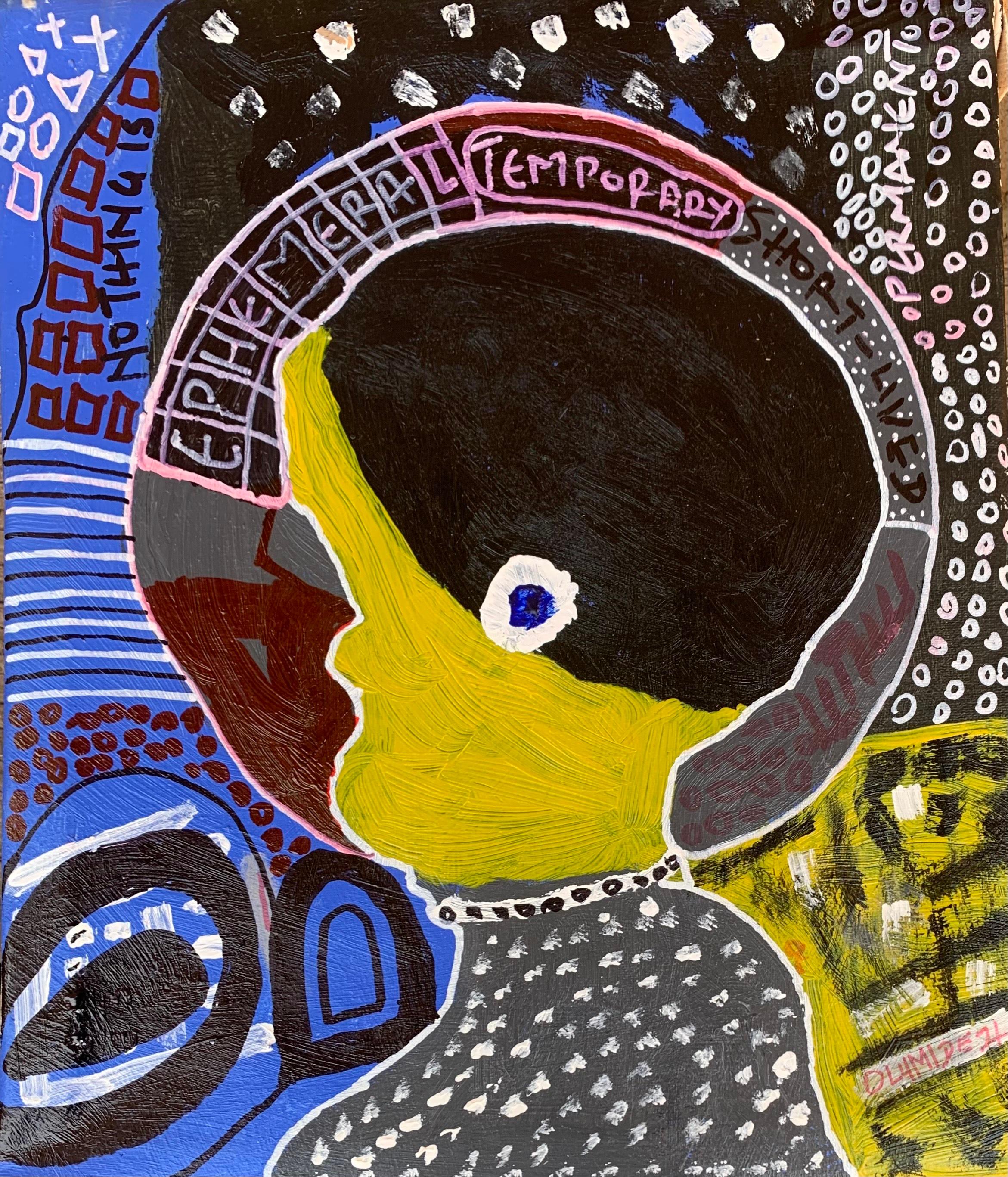 Olumide Ajayi Abstract Painting – Ephemer - 21. Jahrhundert, Contemporary, Abstrakt, Miniature, Emotionen, Farben