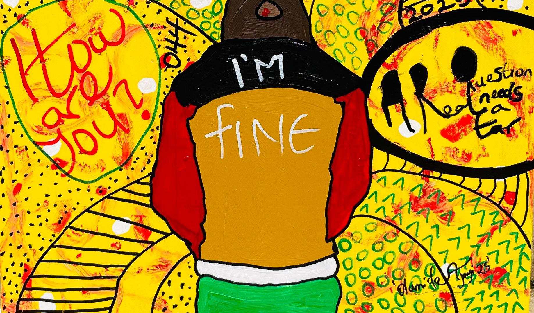 Eunoia (Cómo estás) 2 - Siglo XXI, Contemporáneo, Expresión Abstracta, Pop - Figurative Painting Amarillo de Olumide Ajayi