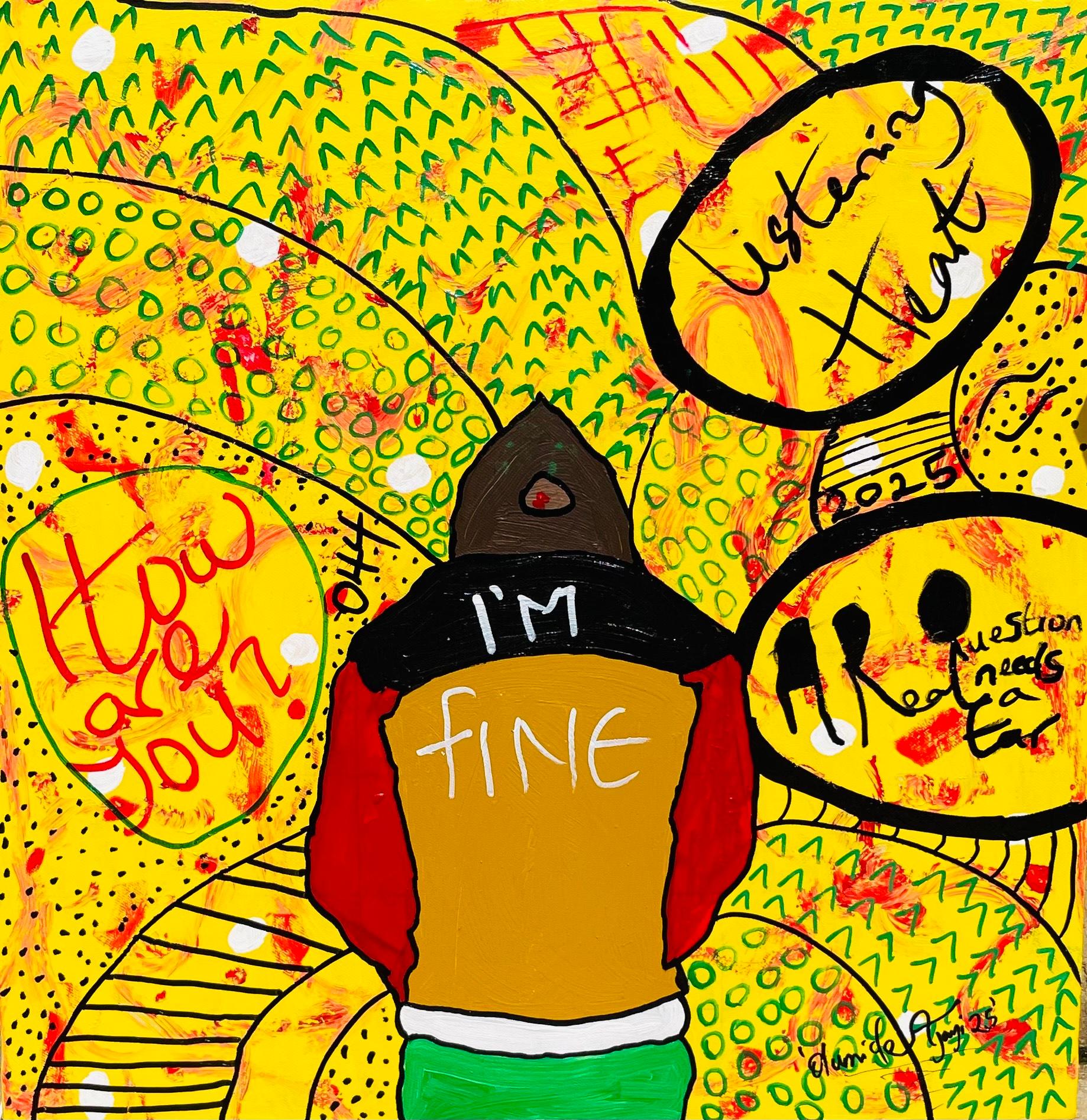 Figurative Painting de Olumide Ajayi - Eunoia (Cómo estás) 2 - Siglo XXI, Contemporáneo, Expresión Abstracta, Pop