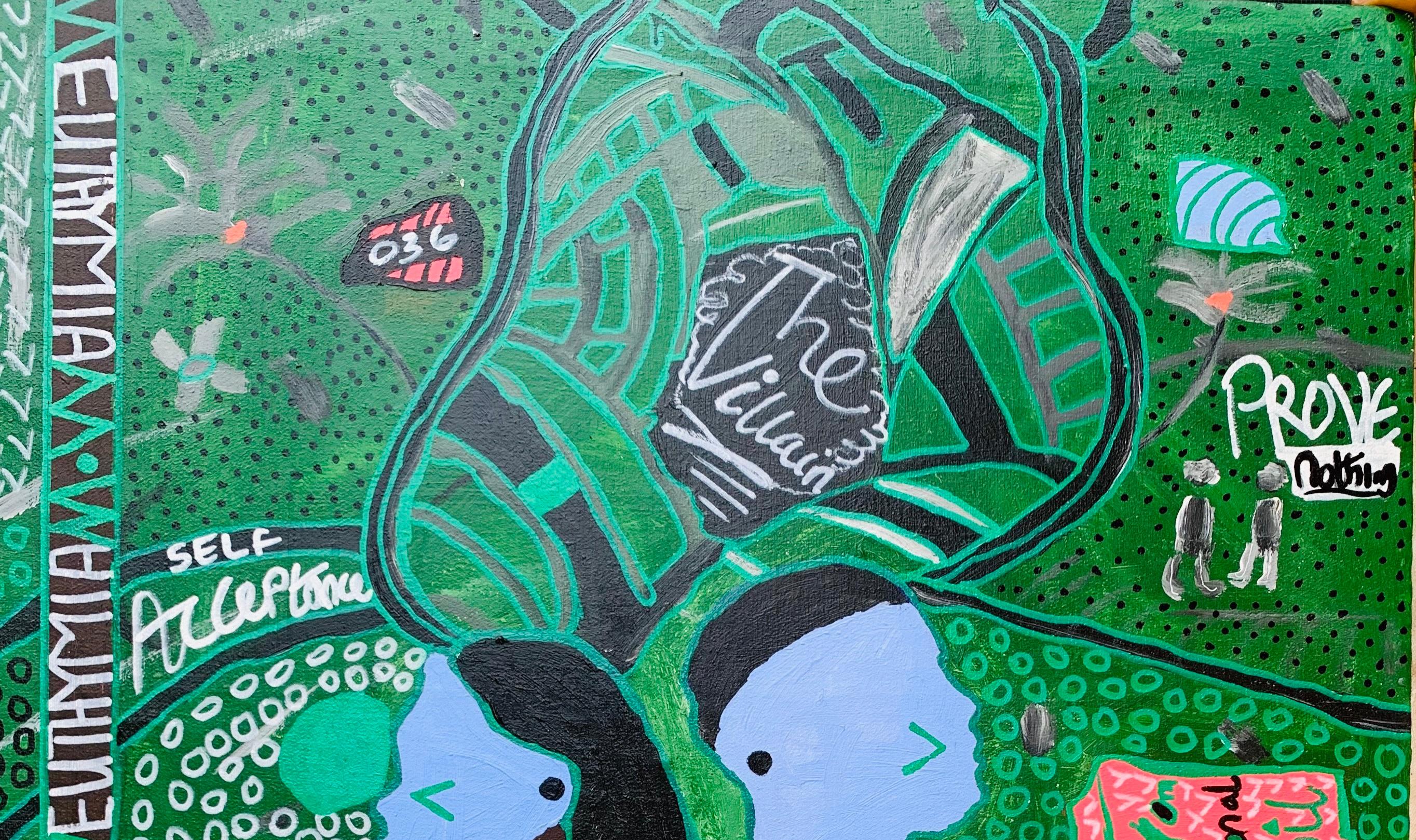 Euthymia - 21e siècle, Contemporain, Expression abstraite, Culture pop, Amour - Painting de Olumide Ajayi