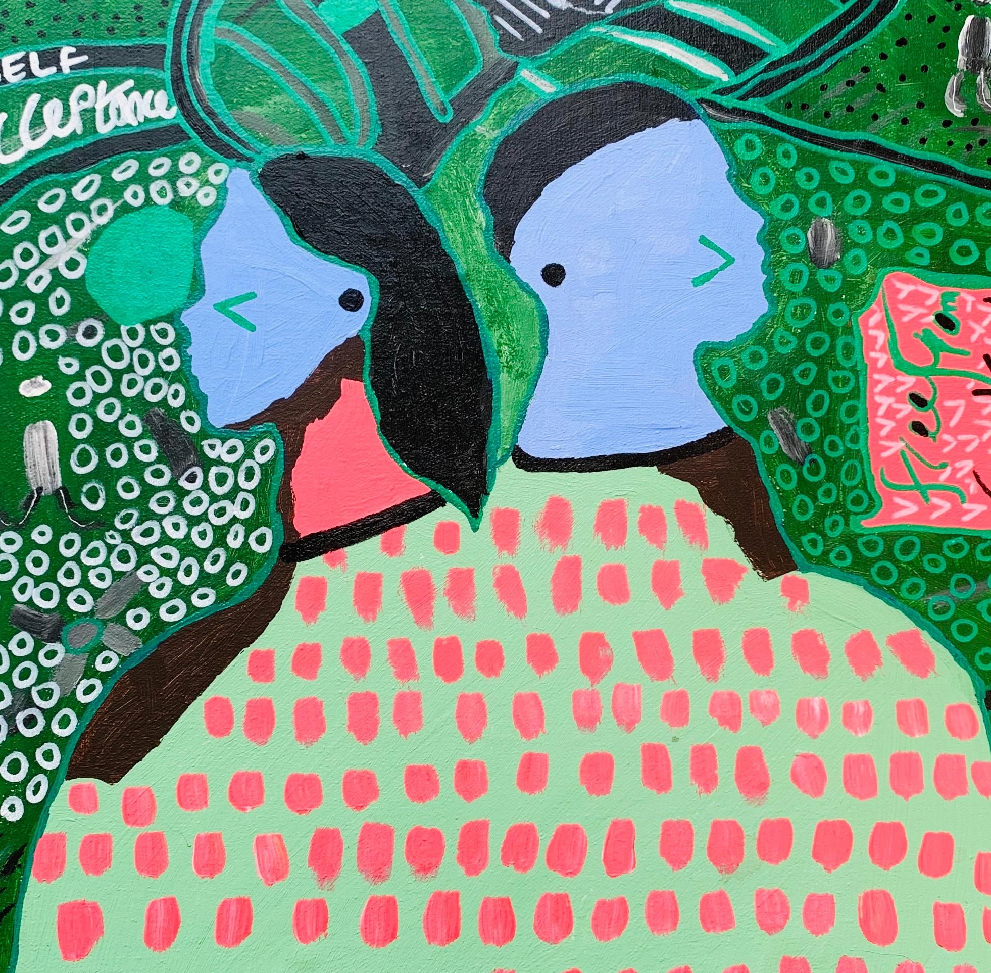 Euthymia - 21e siècle, Contemporain, Expression abstraite, Culture pop, Amour - Bleu Abstract Painting par Olumide Ajayi