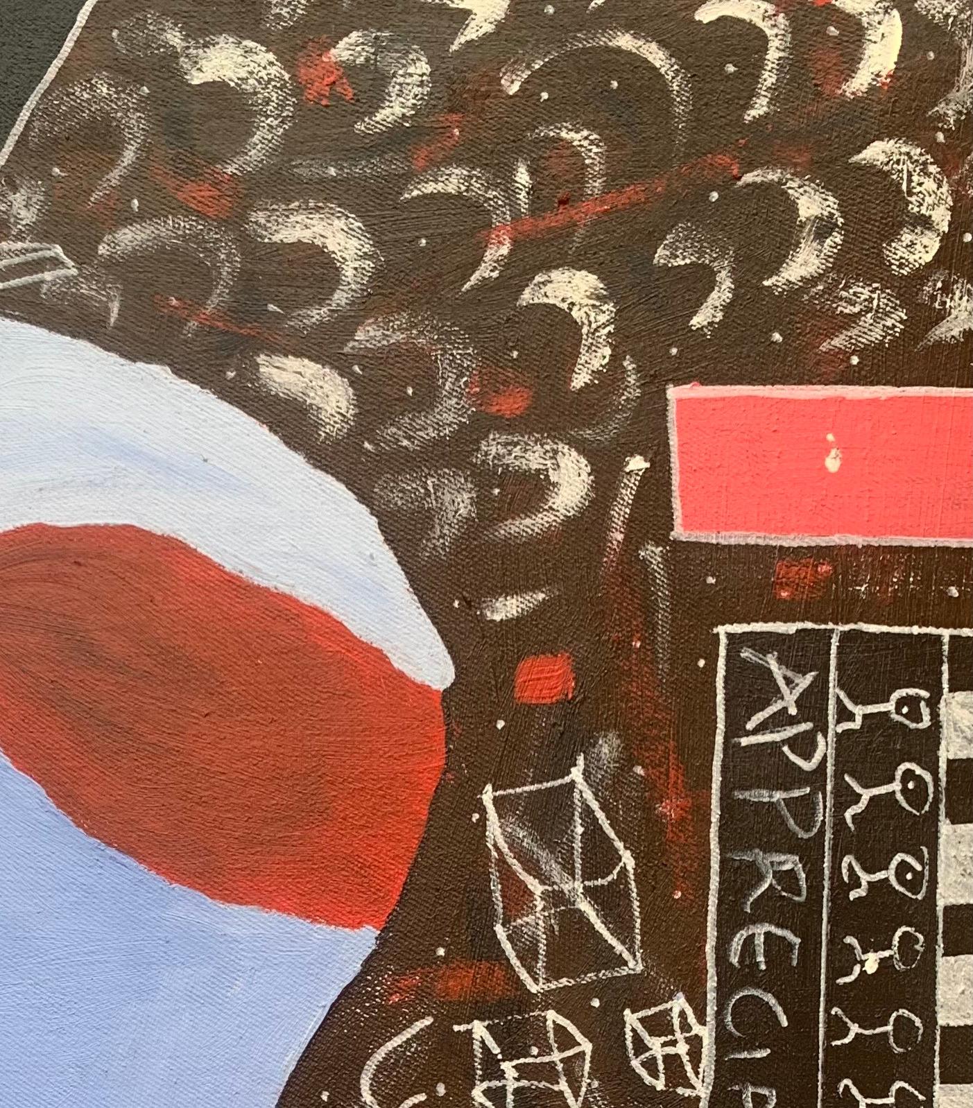 Fika -21° secolo, Contemporaneo, Astratto, Cultura pop, Emozioni, Colori, Persone - Painting Espressionismo astratto di Olumide Ajayi