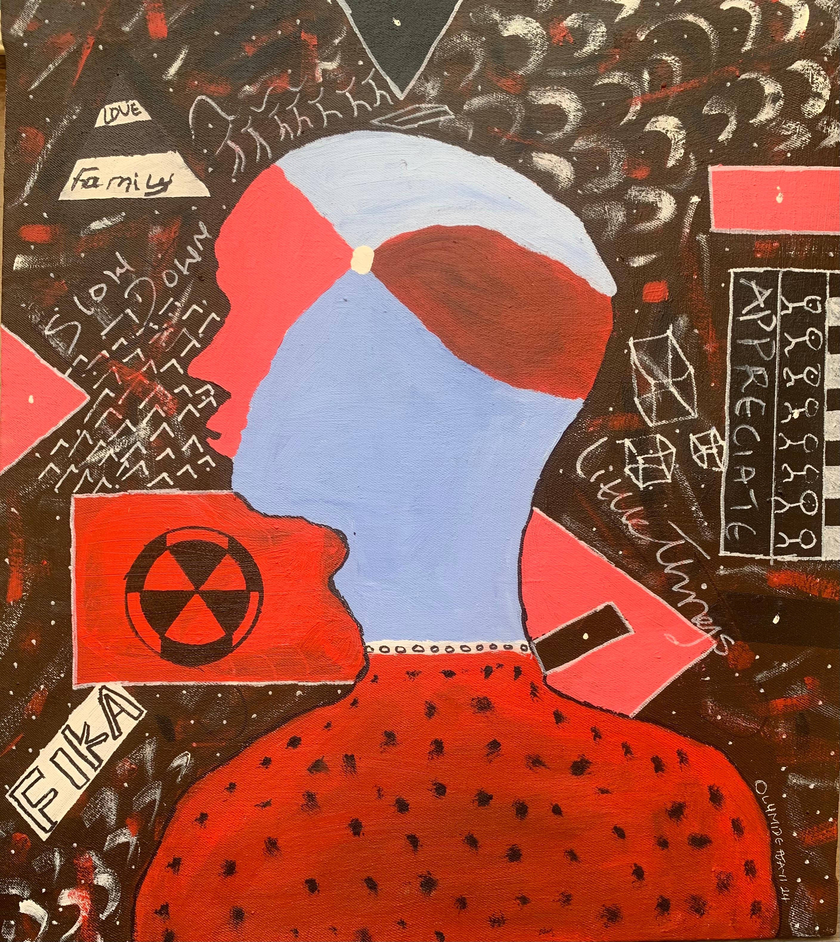 Figurative Painting di Olumide Ajayi - Fika -21° secolo, Contemporaneo, Astratto, Cultura pop, Emozioni, Colori, Persone