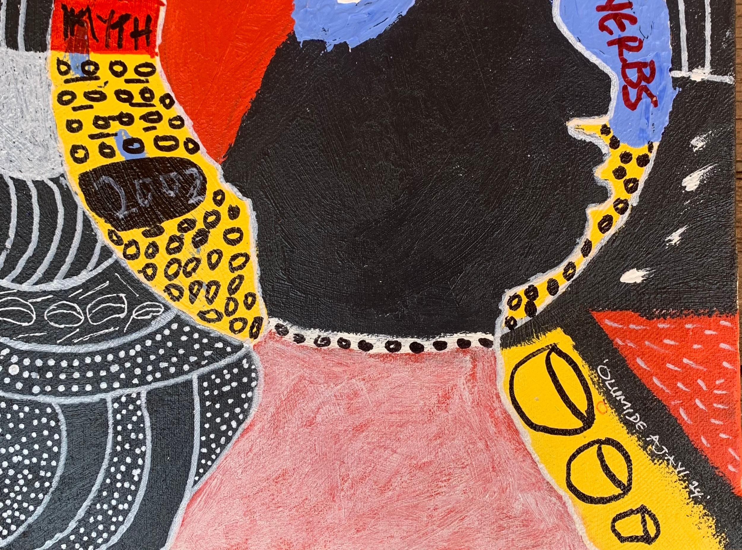 Folklore - 21° secolo, Contemporaneo, Astratto, Miniatura, Emozioni, Colori - Painting Espressionismo astratto di Olumide Ajayi