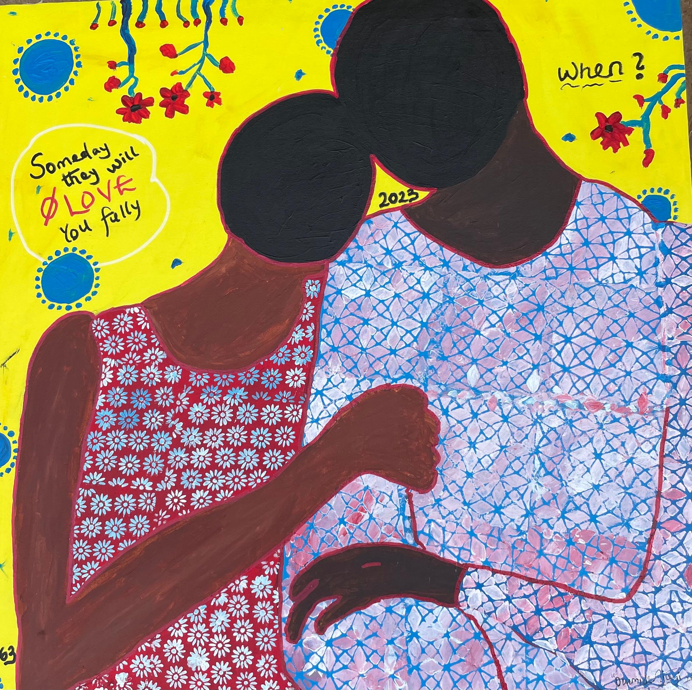 Halfway Love 2 - Zeitgenössischer abstrakter Ausdruck des 21. Jahrhunderts, Blumen, Paare