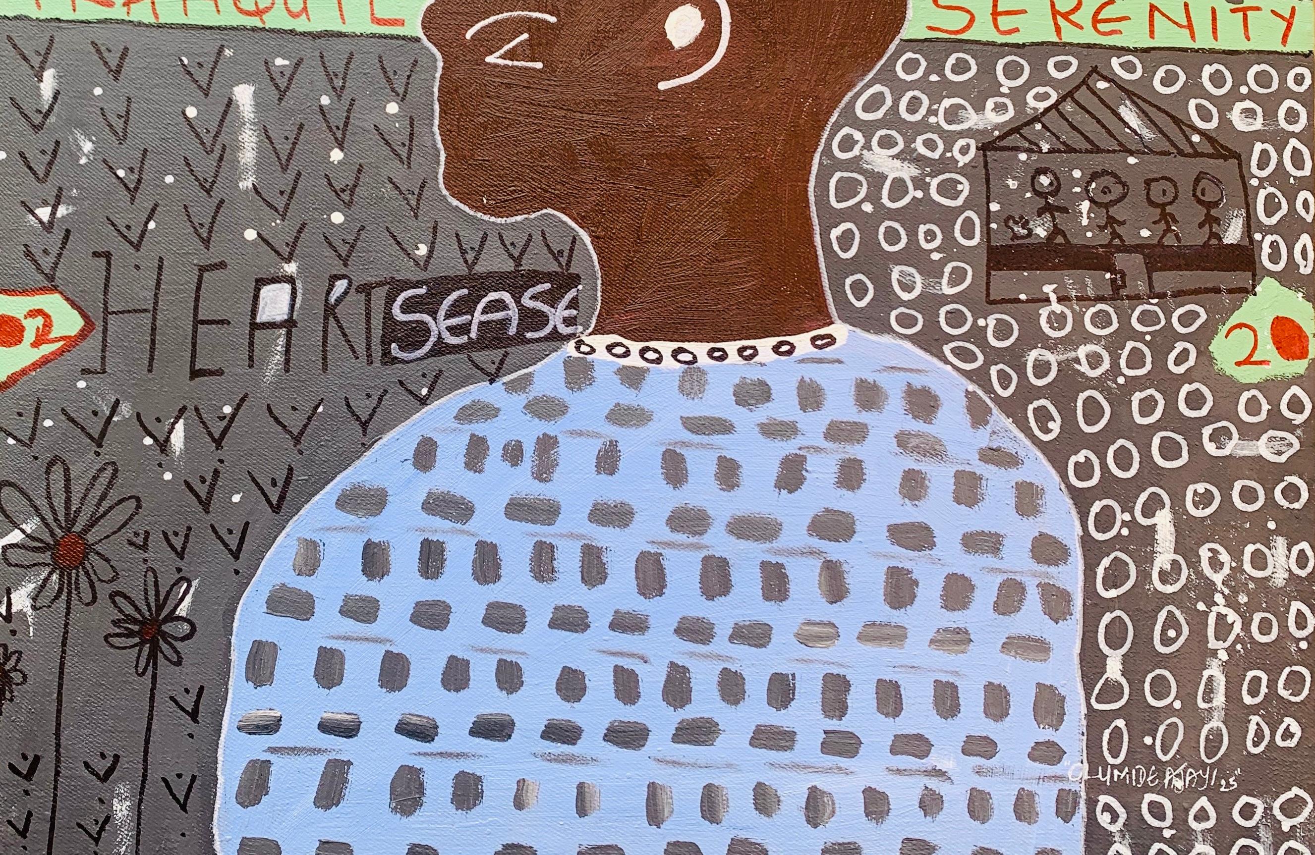 Heartsease - 21° Secolo, Contemporaneo, Astratto, Cultura Pop, Persone, Pace - Painting Espressionismo astratto di Olumide Ajayi
