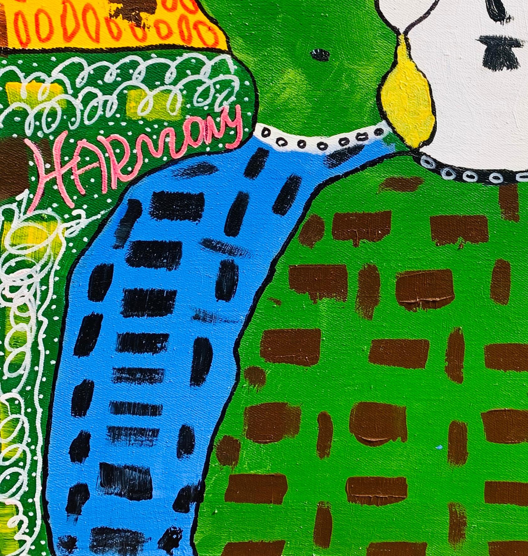 Henotic - 21° secolo, Contemporaneo, Astratto, Cultura pop, Persone, Unità, Amore - Abstract Painting Blu di Olumide Ajayi