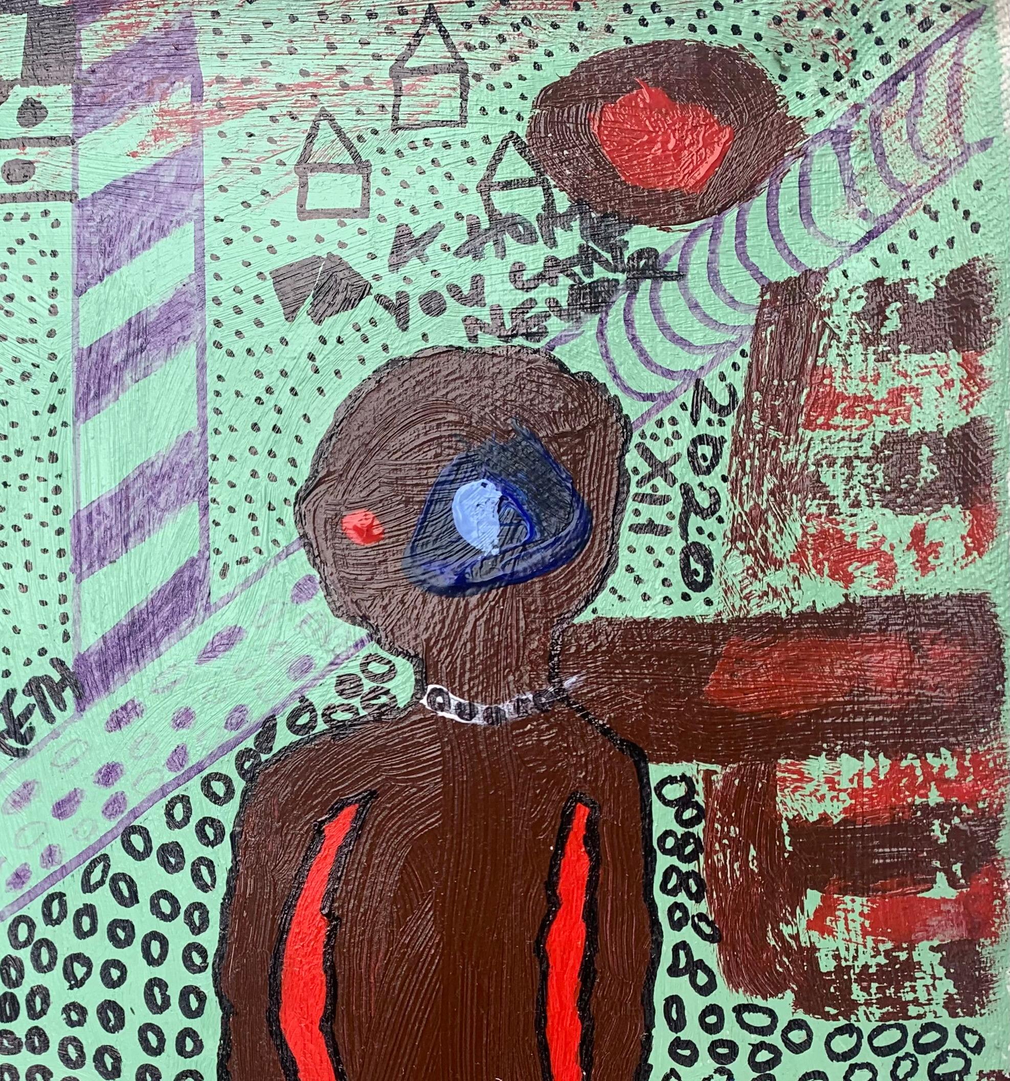 Hiraeth - 21° Secolo, Contemporaneo, Astratto, Miniatura, Emozioni, Colori - Painting Espressionismo astratto di Olumide Ajayi