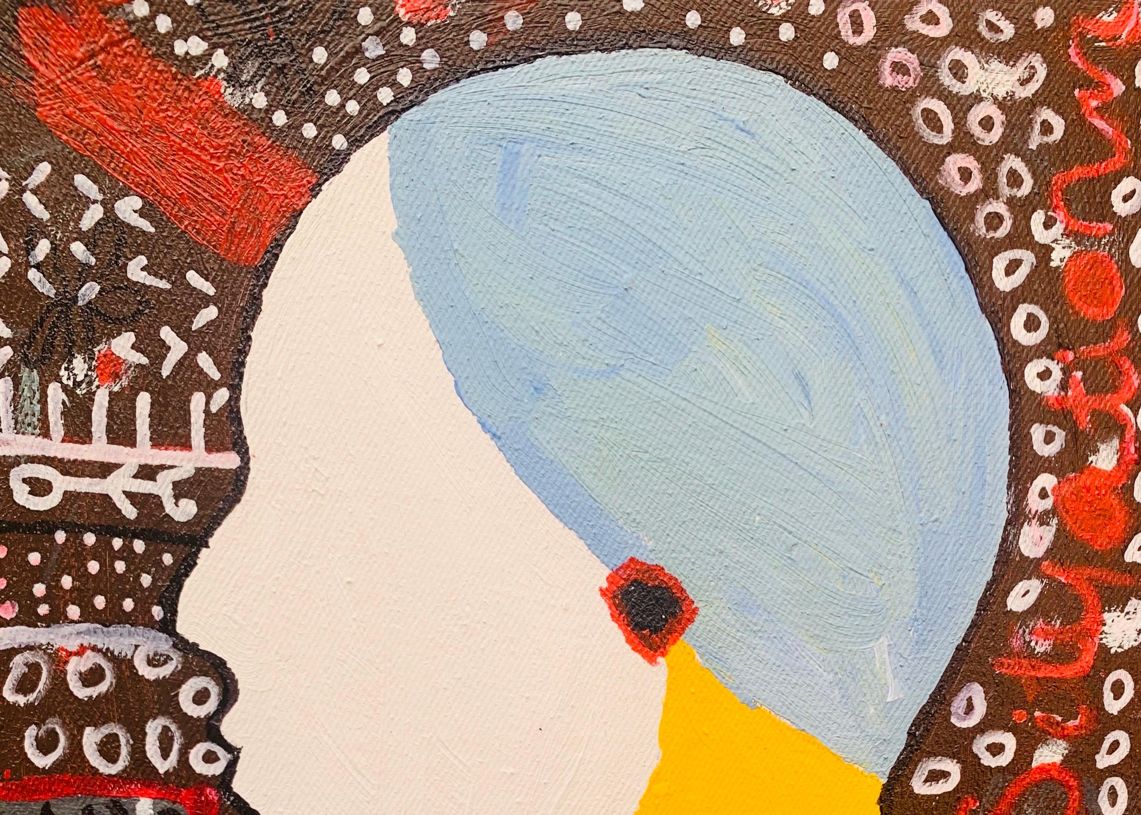 Inure -21st Century, Contemporary, Abstract, Pop Culture, Miniature, People - Painting by Olumide Ajayi