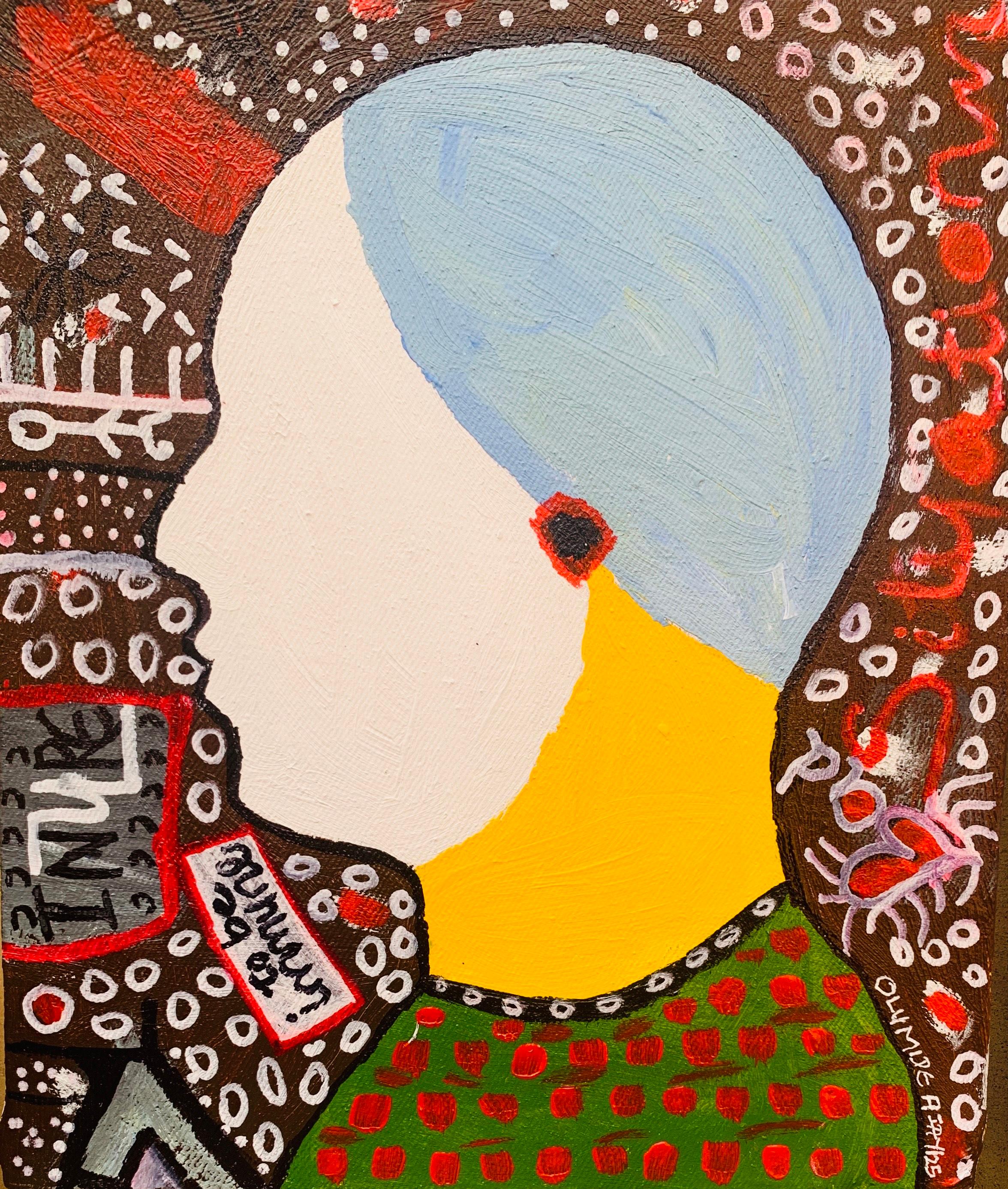 Olumide Ajayi Portrait Painting - Inure -21st Century, Contemporary, Abstract, Pop Culture, Miniature, People